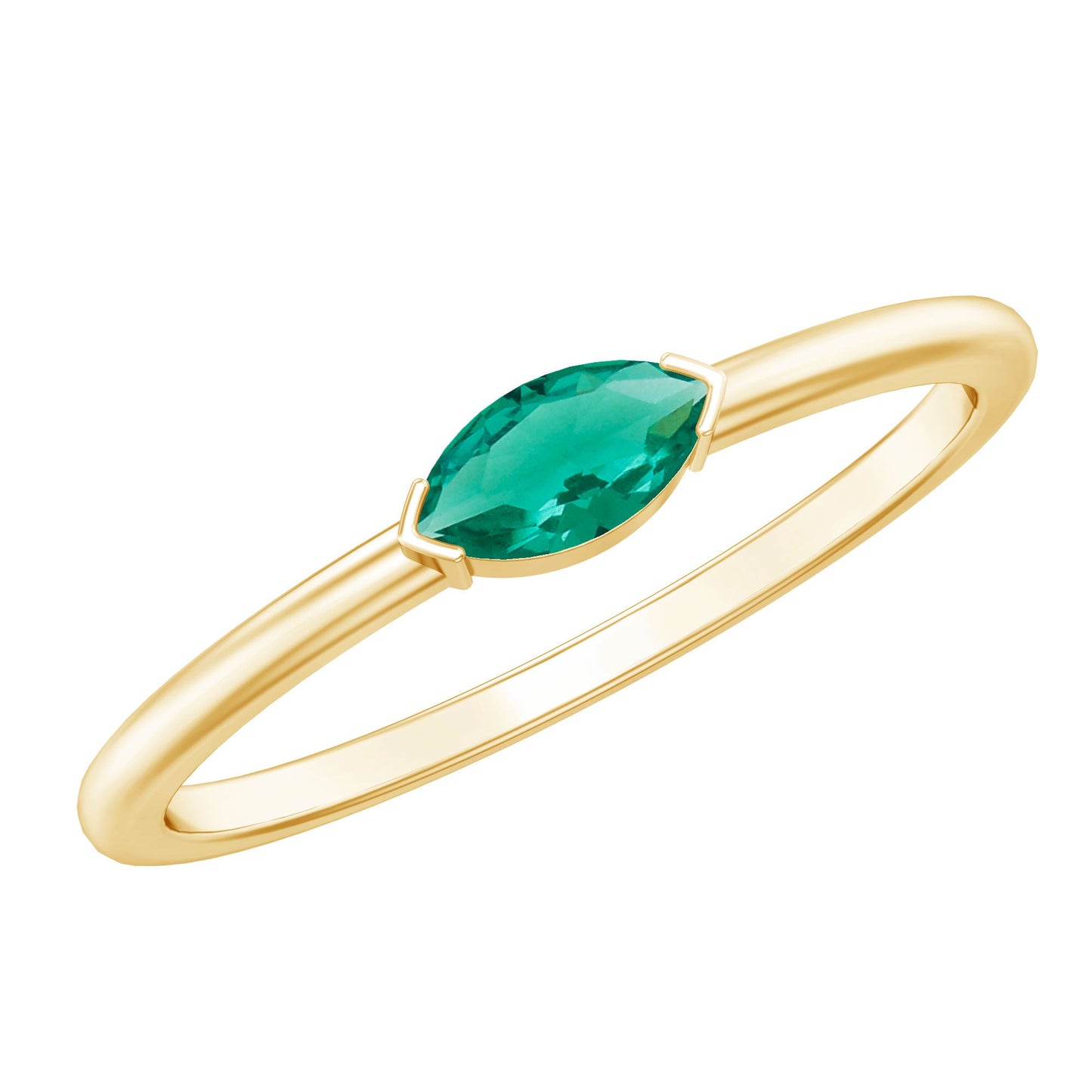 4X8 MM Marquise Lab Grown Emerald East West Promise Ring