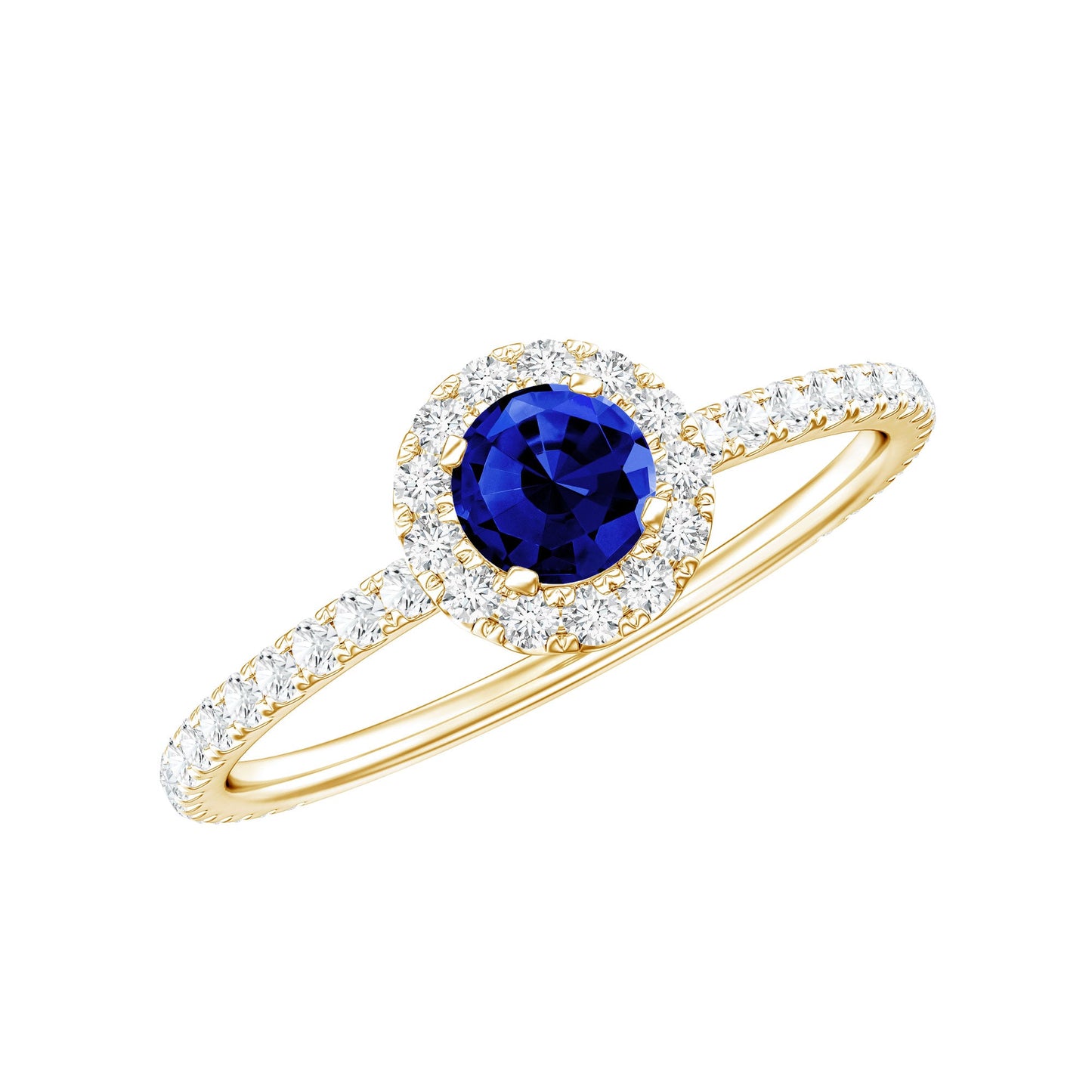 Lab Grown Blue Sapphire and Diamond Minimal Engagement Ring