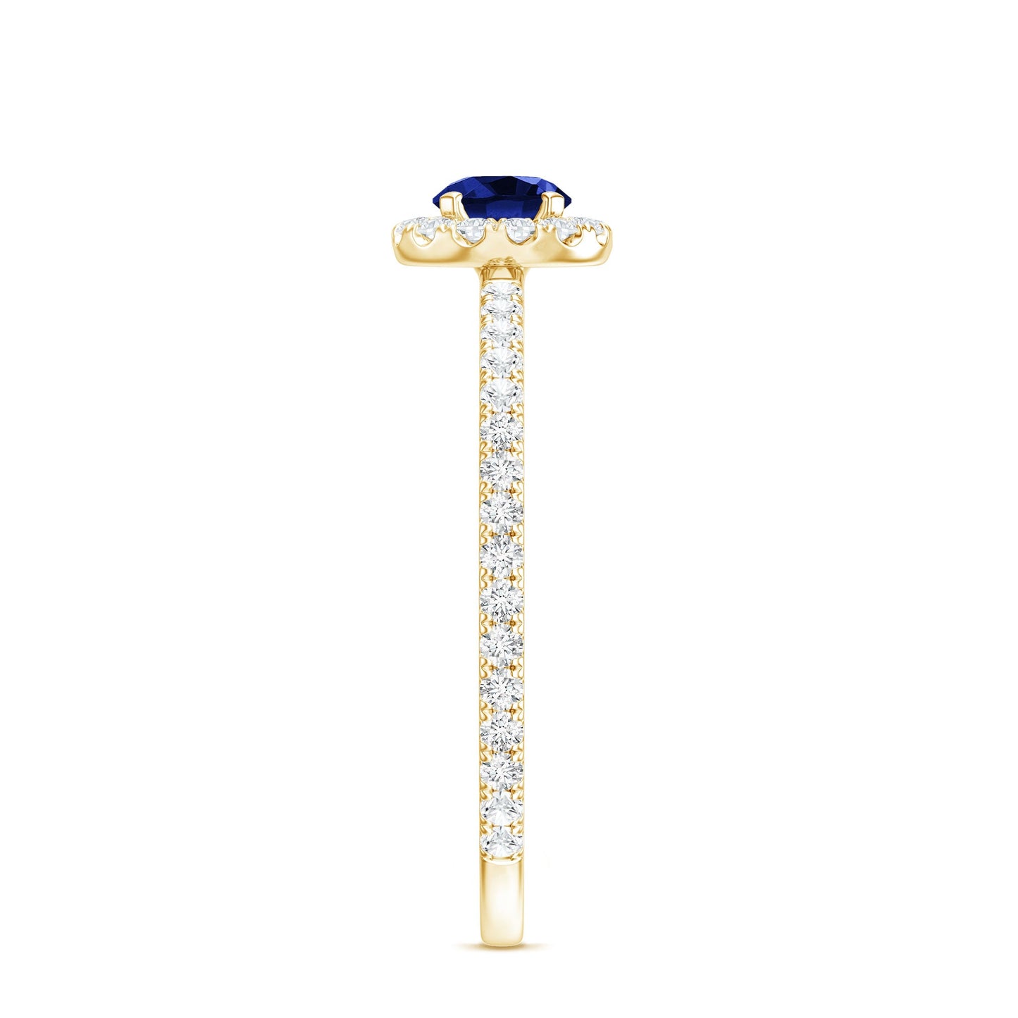 Lab Grown Blue Sapphire and Diamond Minimal Engagement Ring