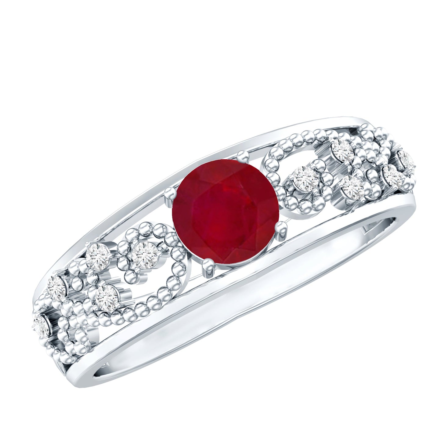 Natural 0.6 Carat Ruby Vintage Looking Engagement Ring with Diamond