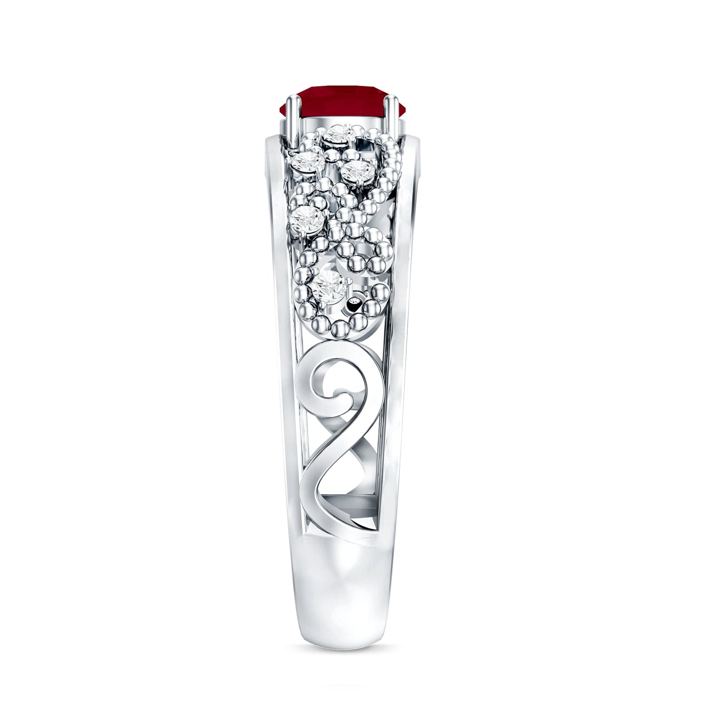 Natural 0.6 Carat Ruby Vintage Looking Engagement Ring with Diamond