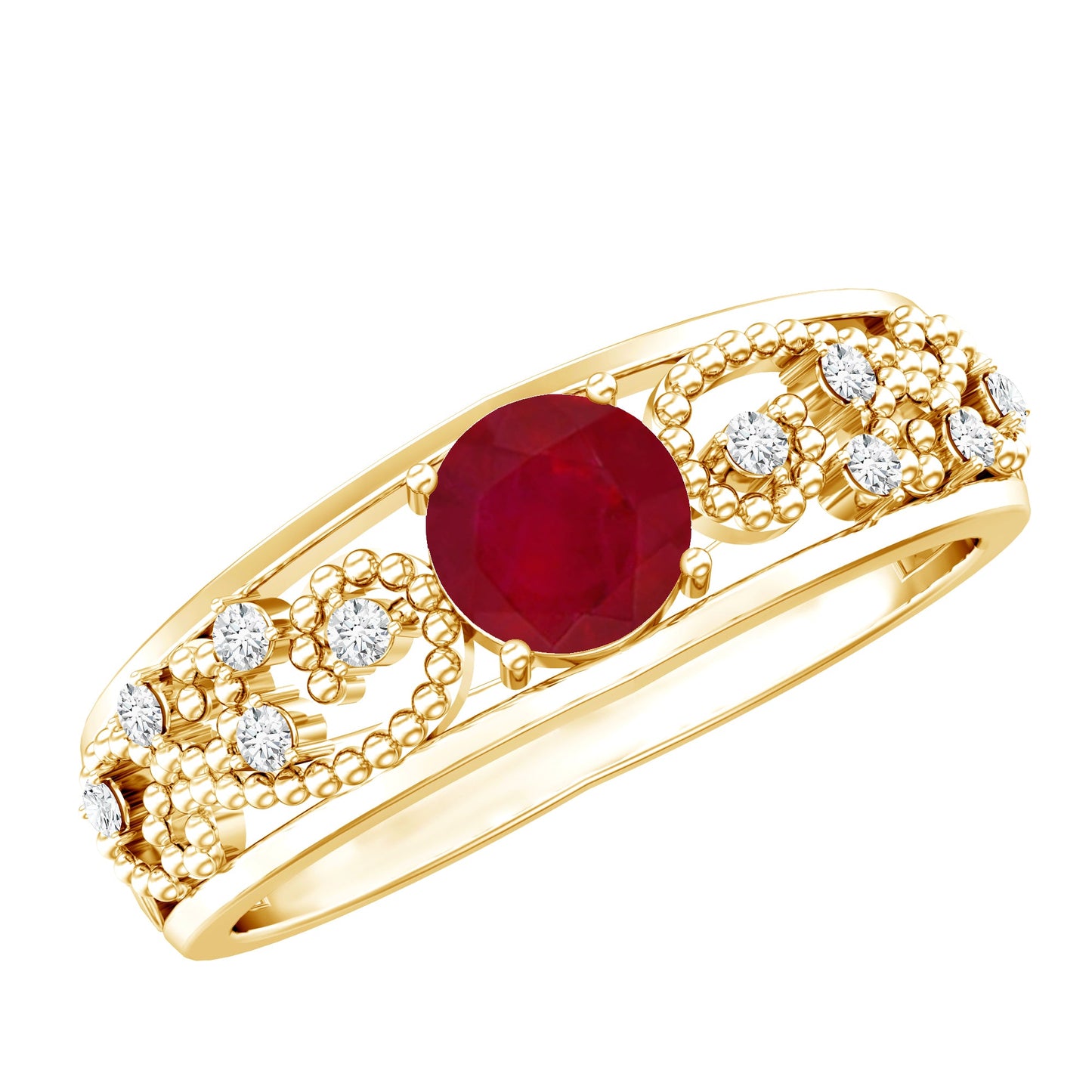 Natural 0.6 Carat Ruby Vintage Looking Engagement Ring with Diamond