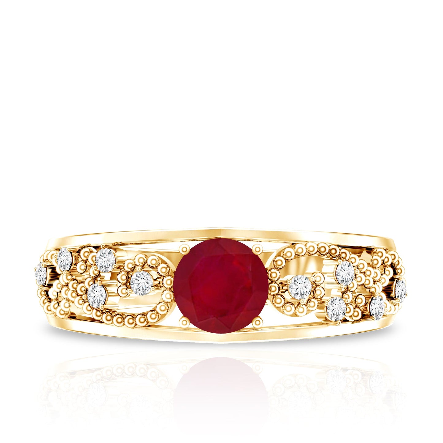 Natural 0.6 Carat Ruby Vintage Looking Engagement Ring with Diamond