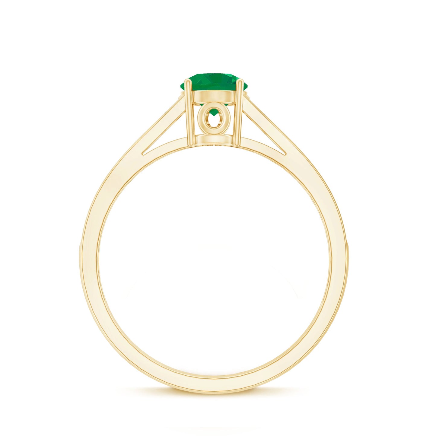 0.4 Carat Genuine Emerald Solitaire Engagement Ring with Diamond Side Stones