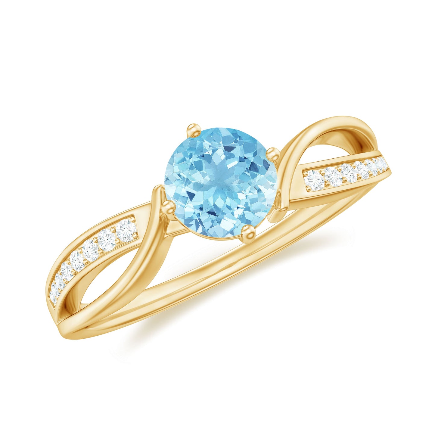 Real 0.8 Ct Aquamarine and Diamond Infinity Engagement Ring