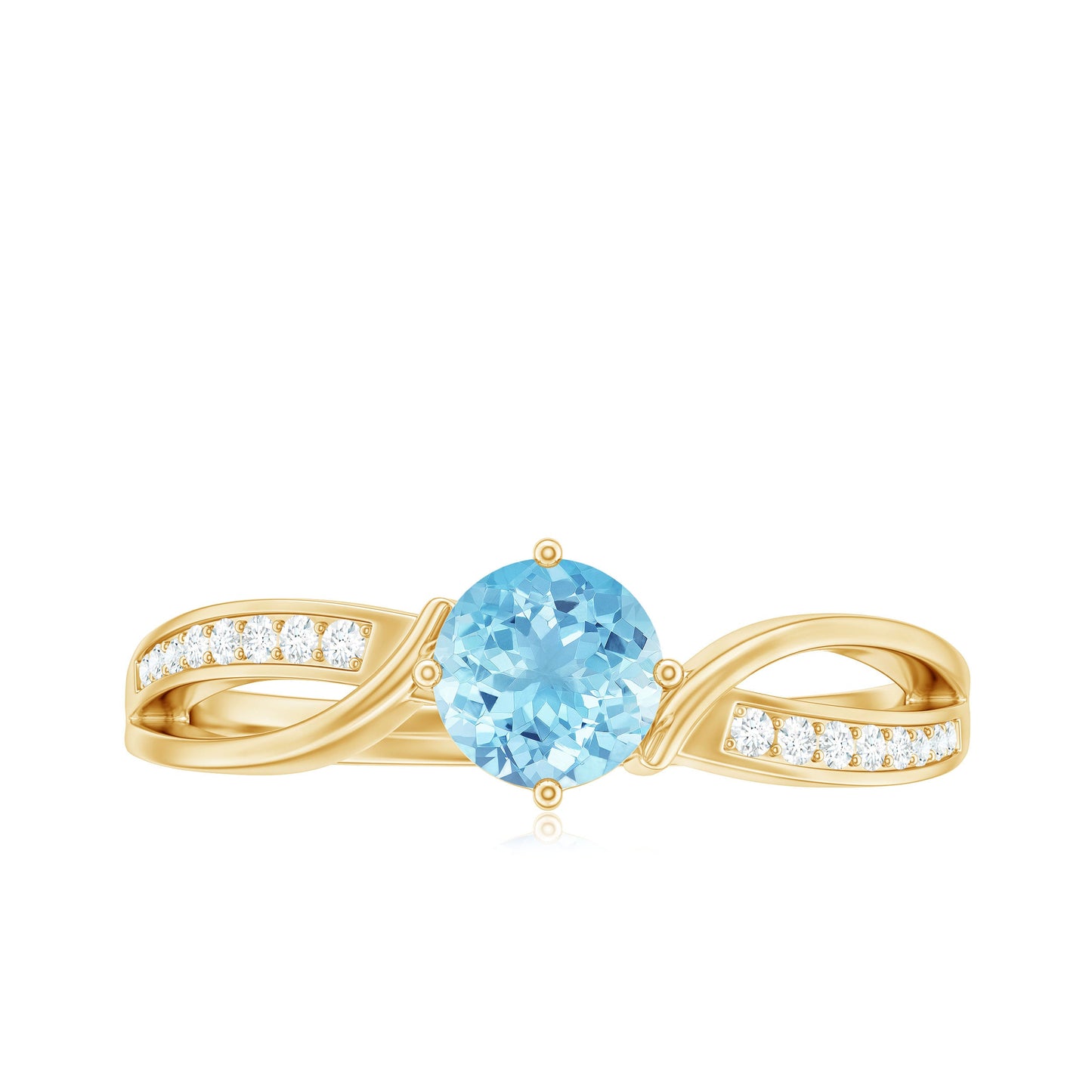 Real 0.8 Ct Aquamarine and Diamond Infinity Engagement Ring