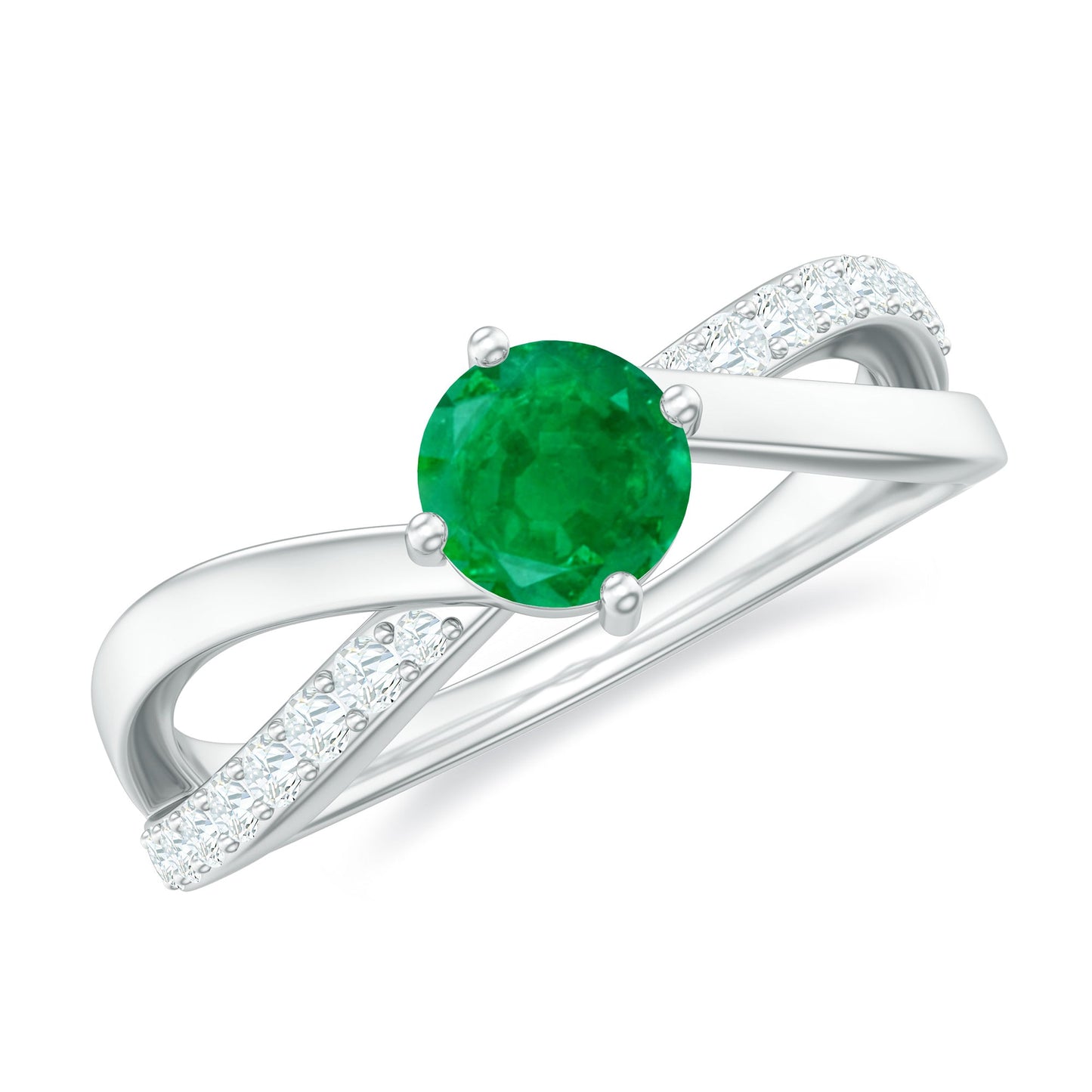 Real Emerald Infinity Promise Ring with Diamond