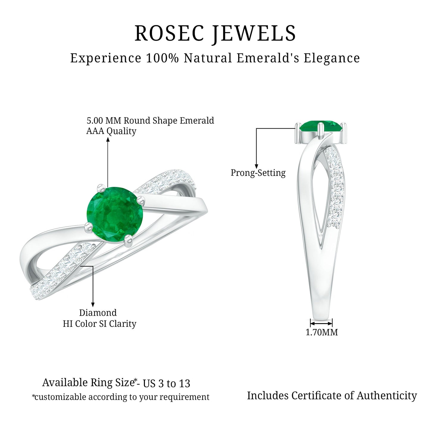 Real Emerald Infinity Promise Ring with Diamond