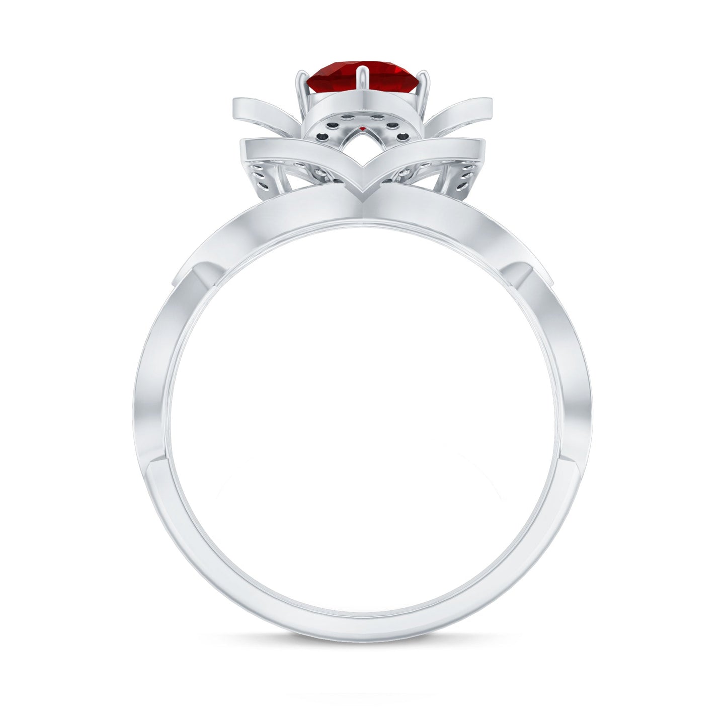 0.6 Carat Lab Created Ruby Vintage Flower Engagement Ring