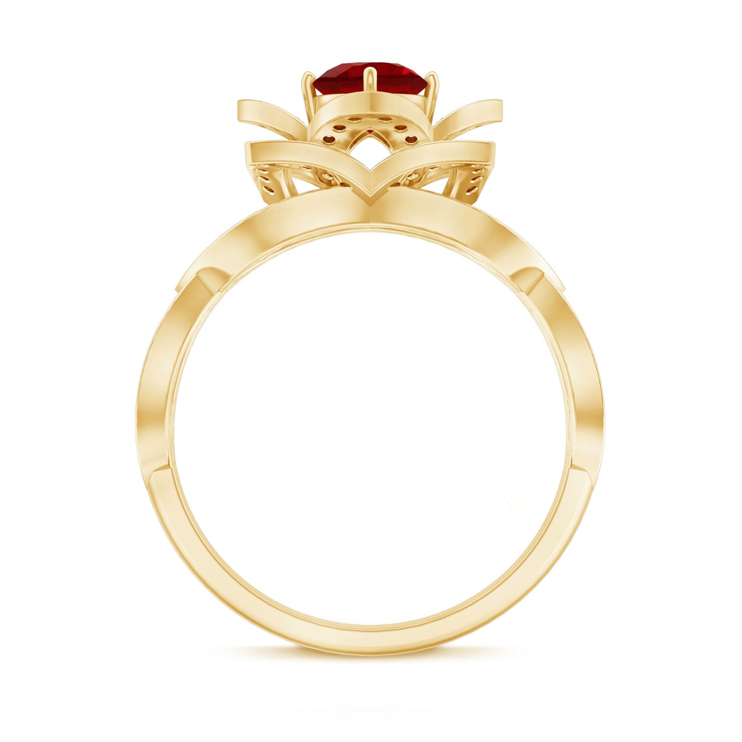 0.6 Carat Lab Created Ruby Vintage Flower Engagement Ring