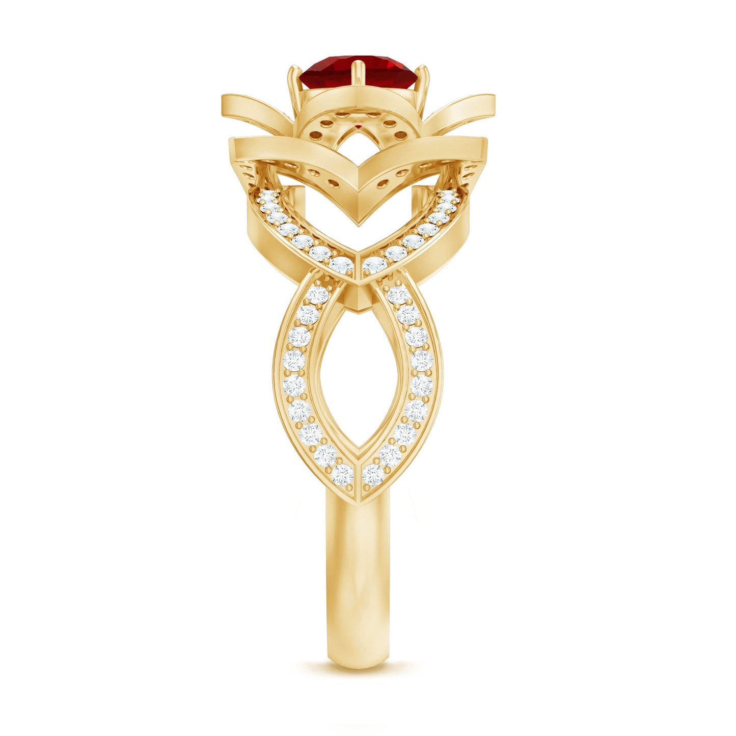 0.6 Carat Lab Created Ruby Vintage Flower Engagement Ring