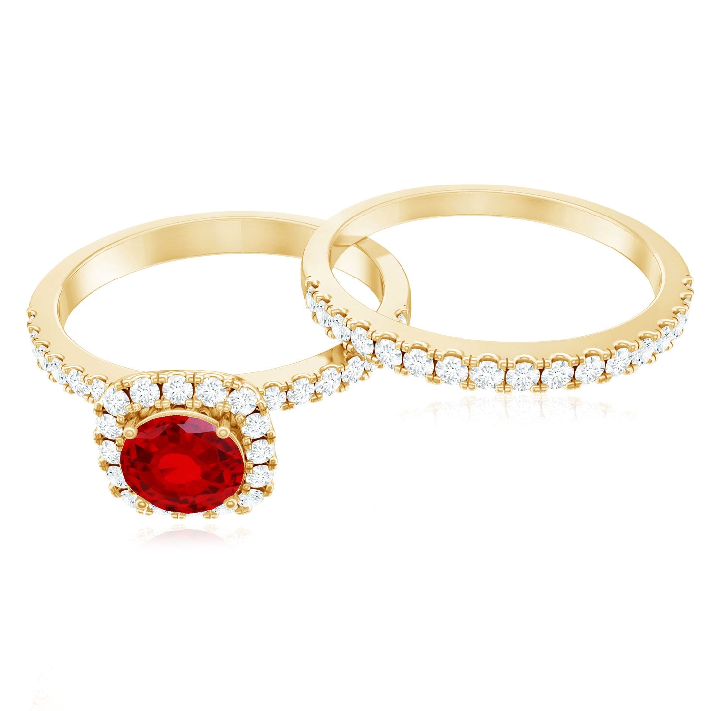 Vintage Inspired Created Ruby and Diamond Wedding Band Ring