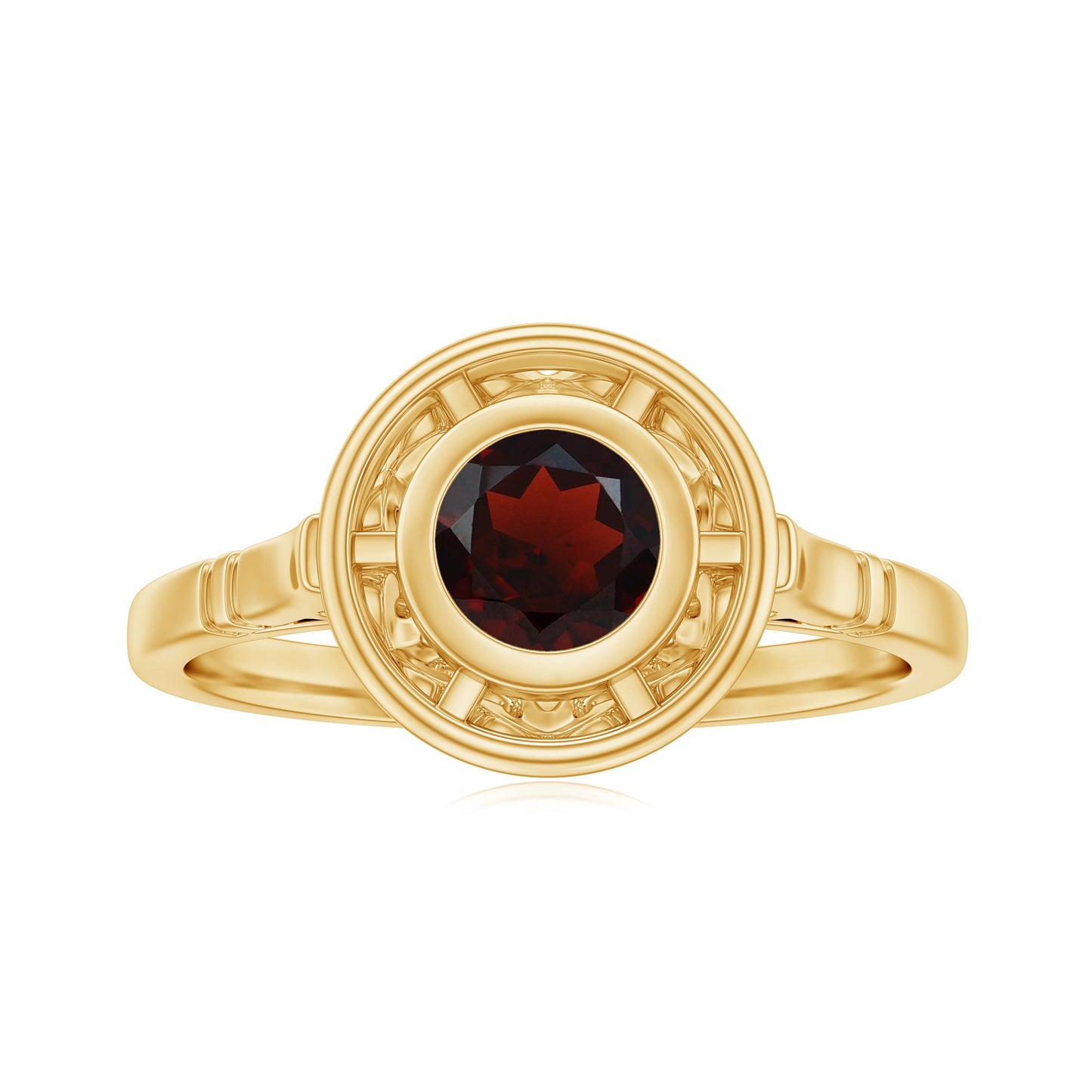 Vintage Looking Garnet Engagement Ring in Bezel Setting