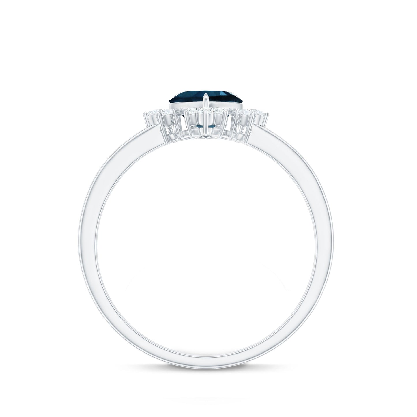 2 Carat Heart London Blue Topaz Engagement Ring with Diamond