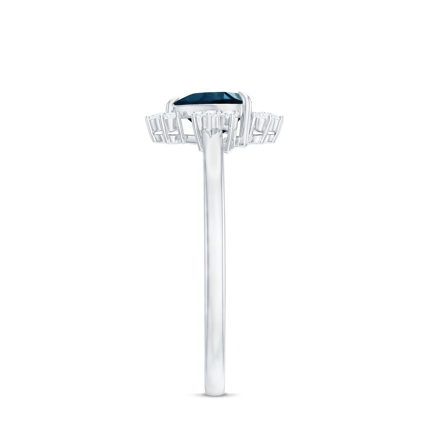 2 Carat Heart London Blue Topaz Engagement Ring with Diamond