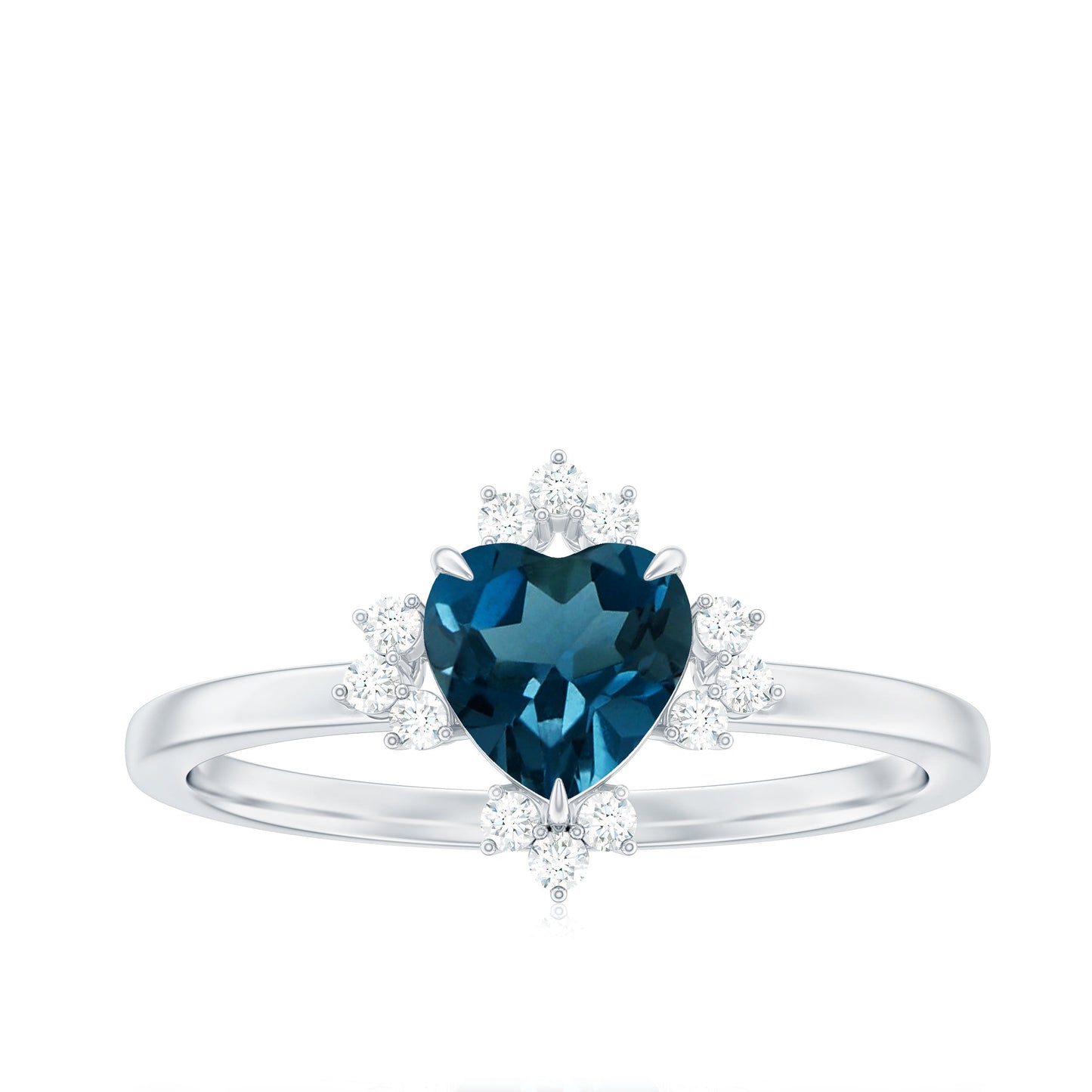 2 Carat Heart London Blue Topaz Engagement Ring with Diamond