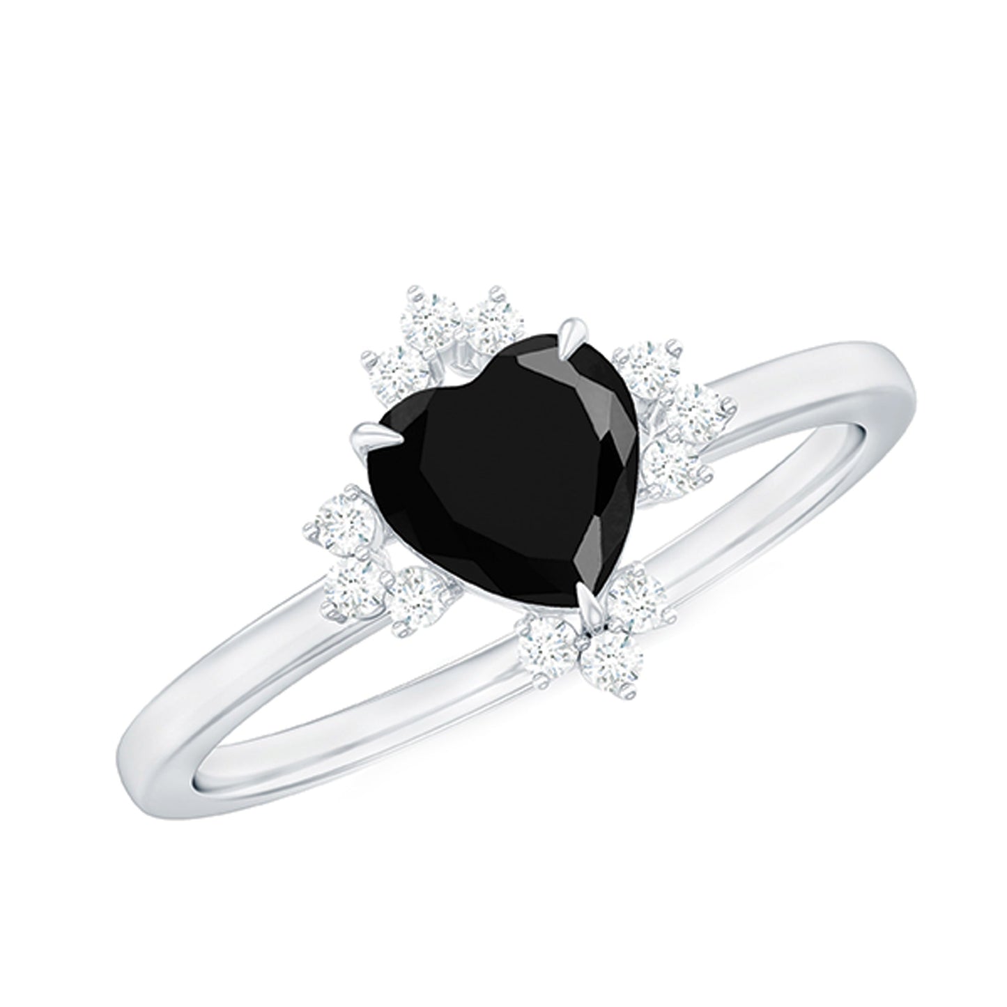 Certified 2.4 Carat Lab Grown Black Diamond Heart Engagement Ring with White Diamond