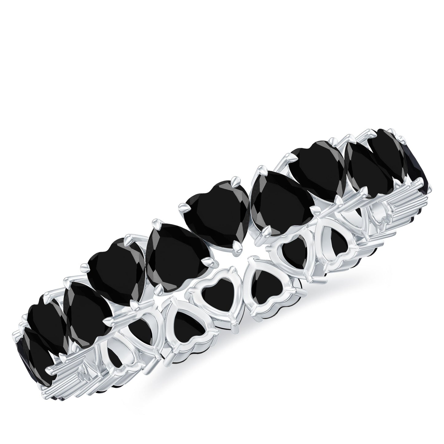 Certified Lab Grown Black Diamond Heart Eternity Ring for Women