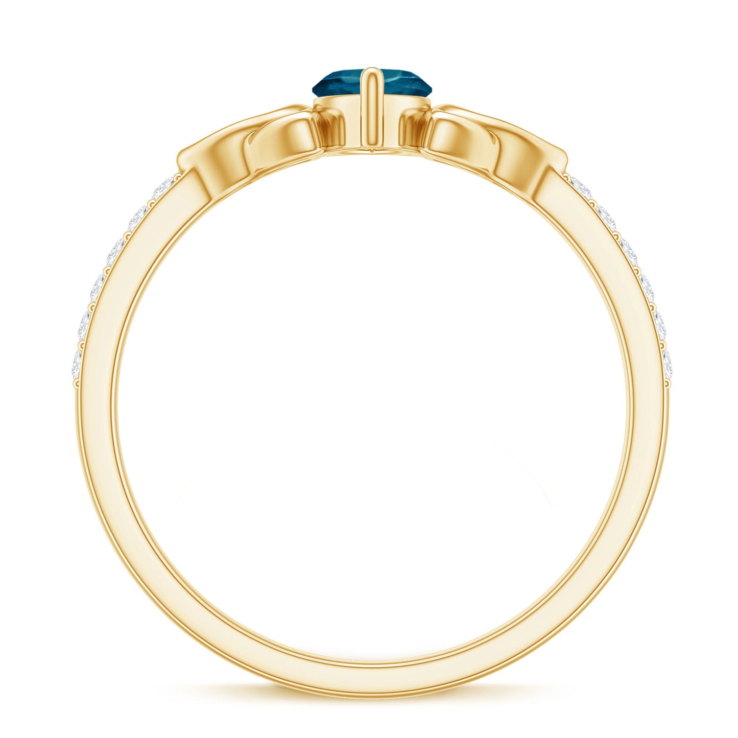 0.74 Carat Marquise Cut London Blue Topaz Celtic Engagement Ring with Diamond