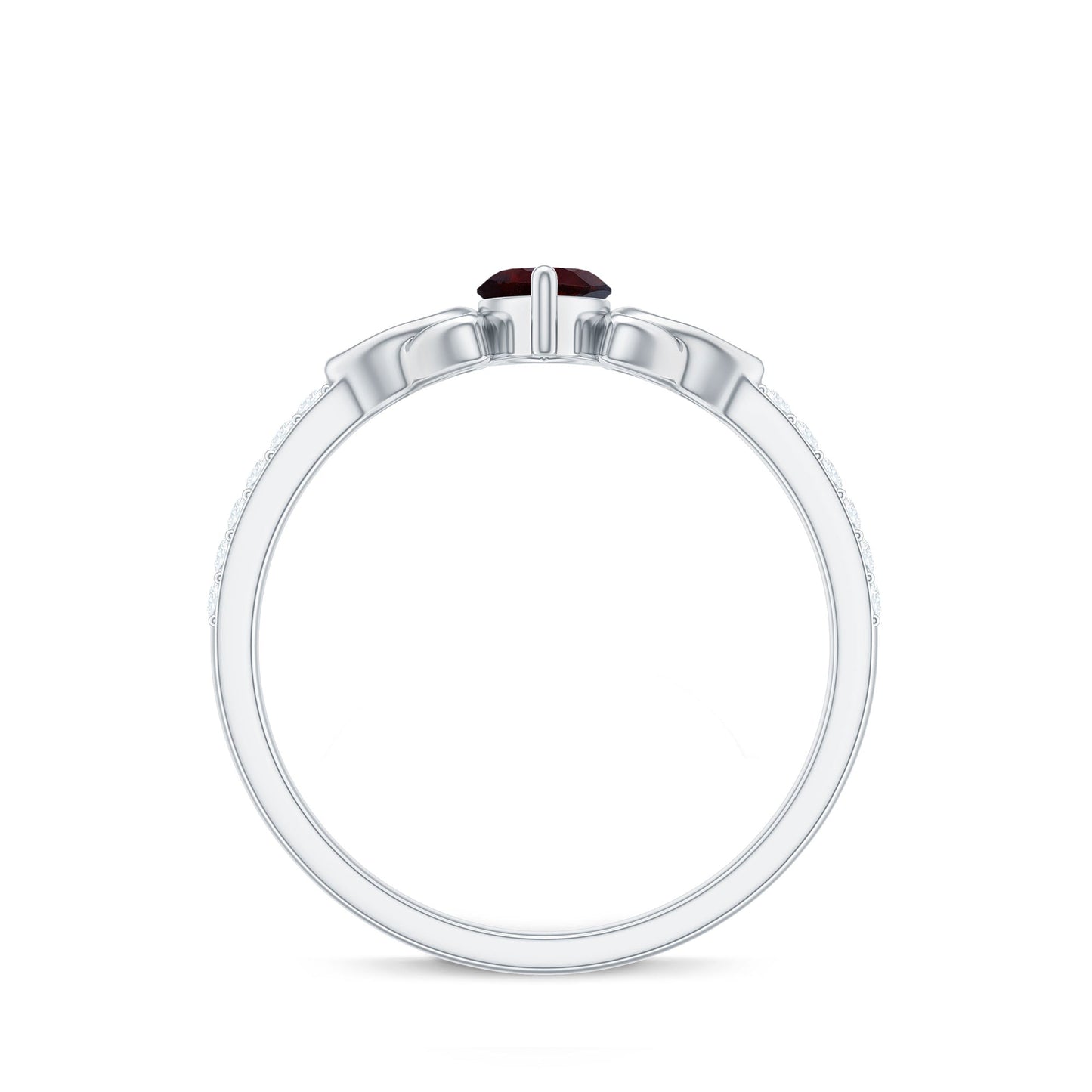 Real Garnet Diamond Marquise Engagement Ring with Celtic Knot