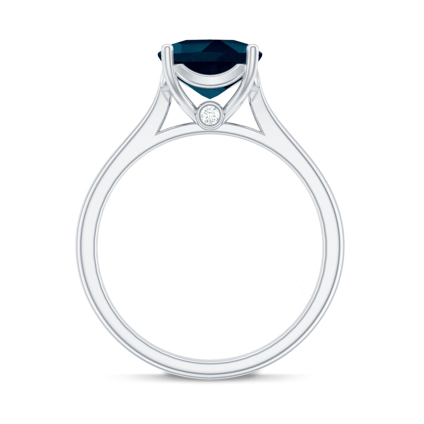 Solitaire Cushion Cut London Blue Topaz Cathedral Engagement Ring