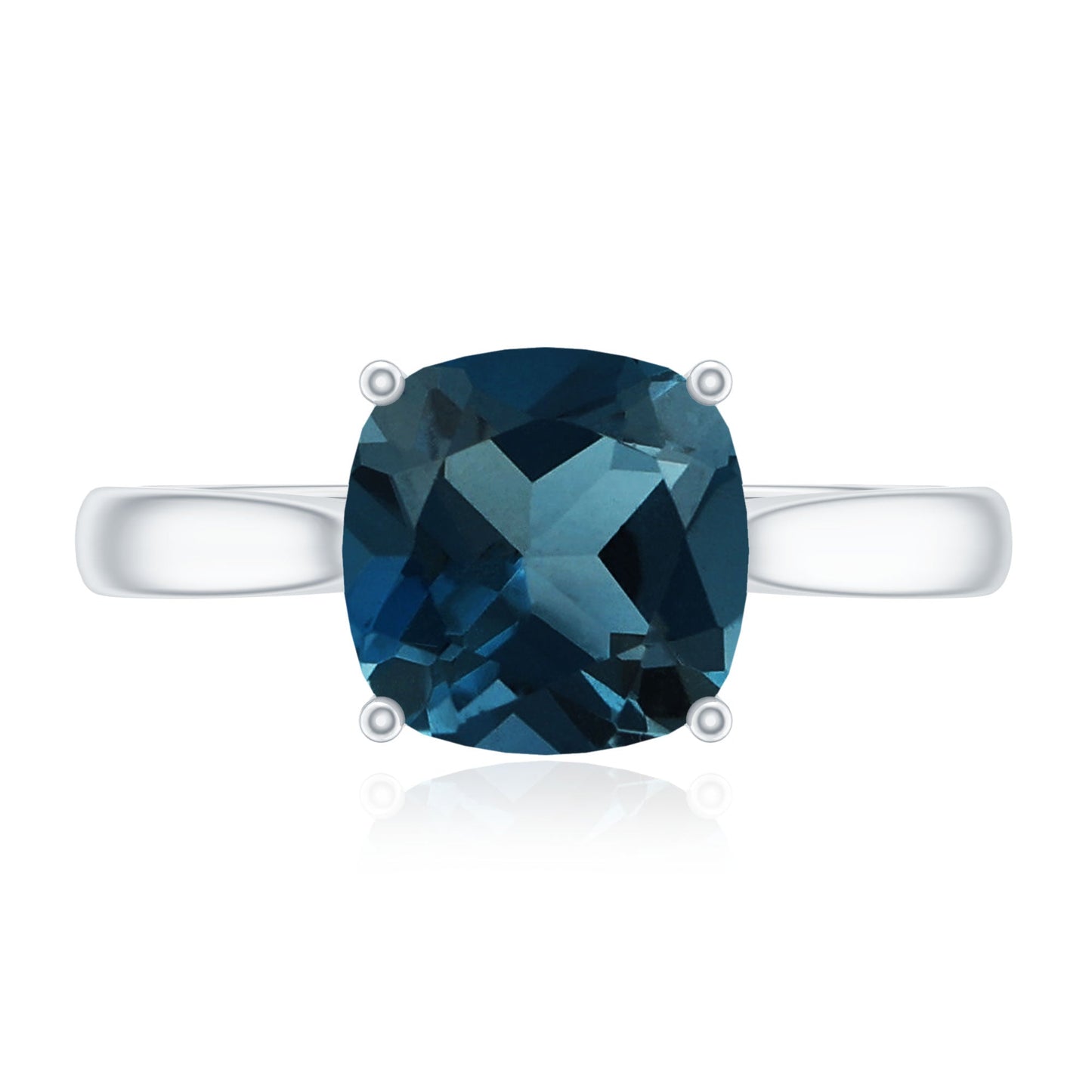Solitaire Cushion Cut London Blue Topaz Cathedral Engagement Ring
