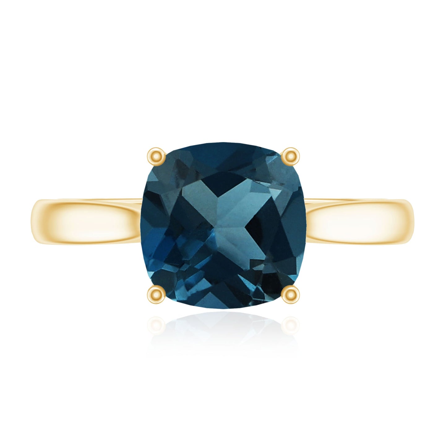 Solitaire Cushion Cut London Blue Topaz Cathedral Engagement Ring