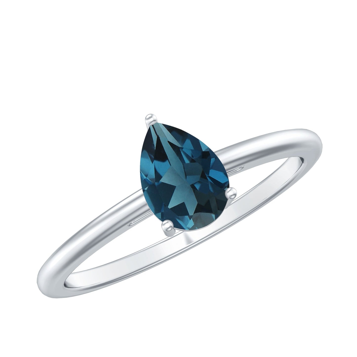 0.7 Carat Pear Shaped London Blue Topaz Solitaire Ring