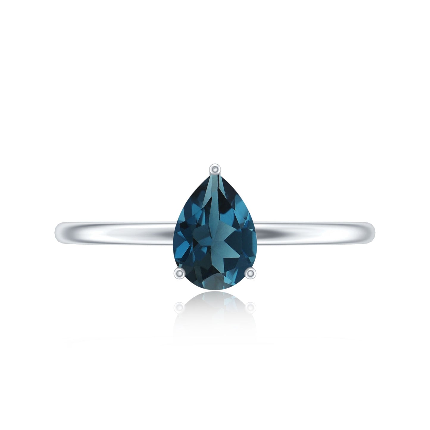 0.7 Carat Pear Shaped London Blue Topaz Solitaire Ring