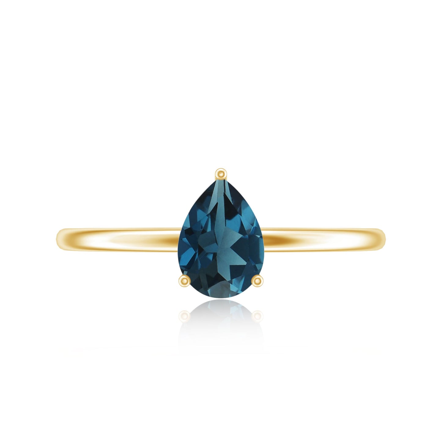 0.7 Carat Pear Shaped London Blue Topaz Solitaire Ring