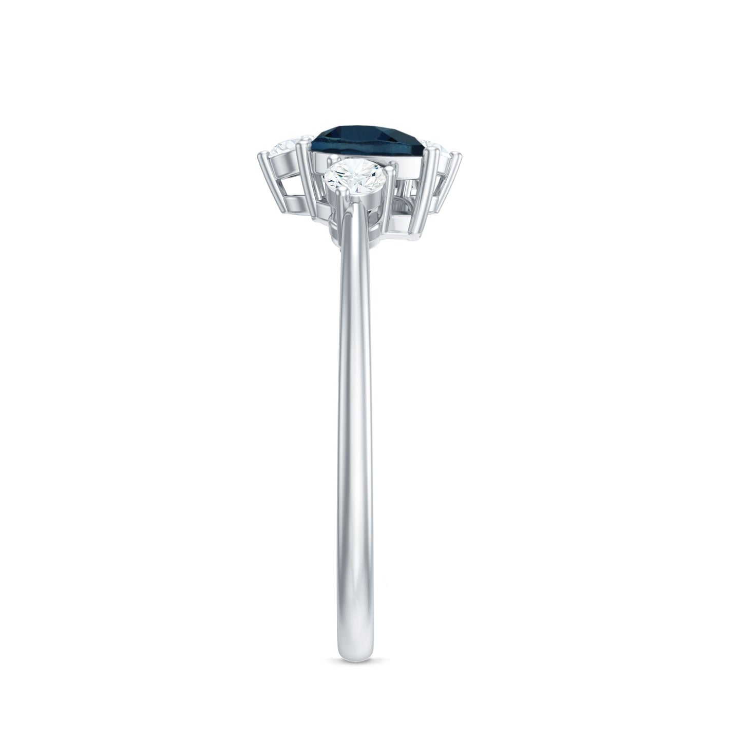 Genuine London Blue Topaz and Diamond 2 Stone Promise Ring