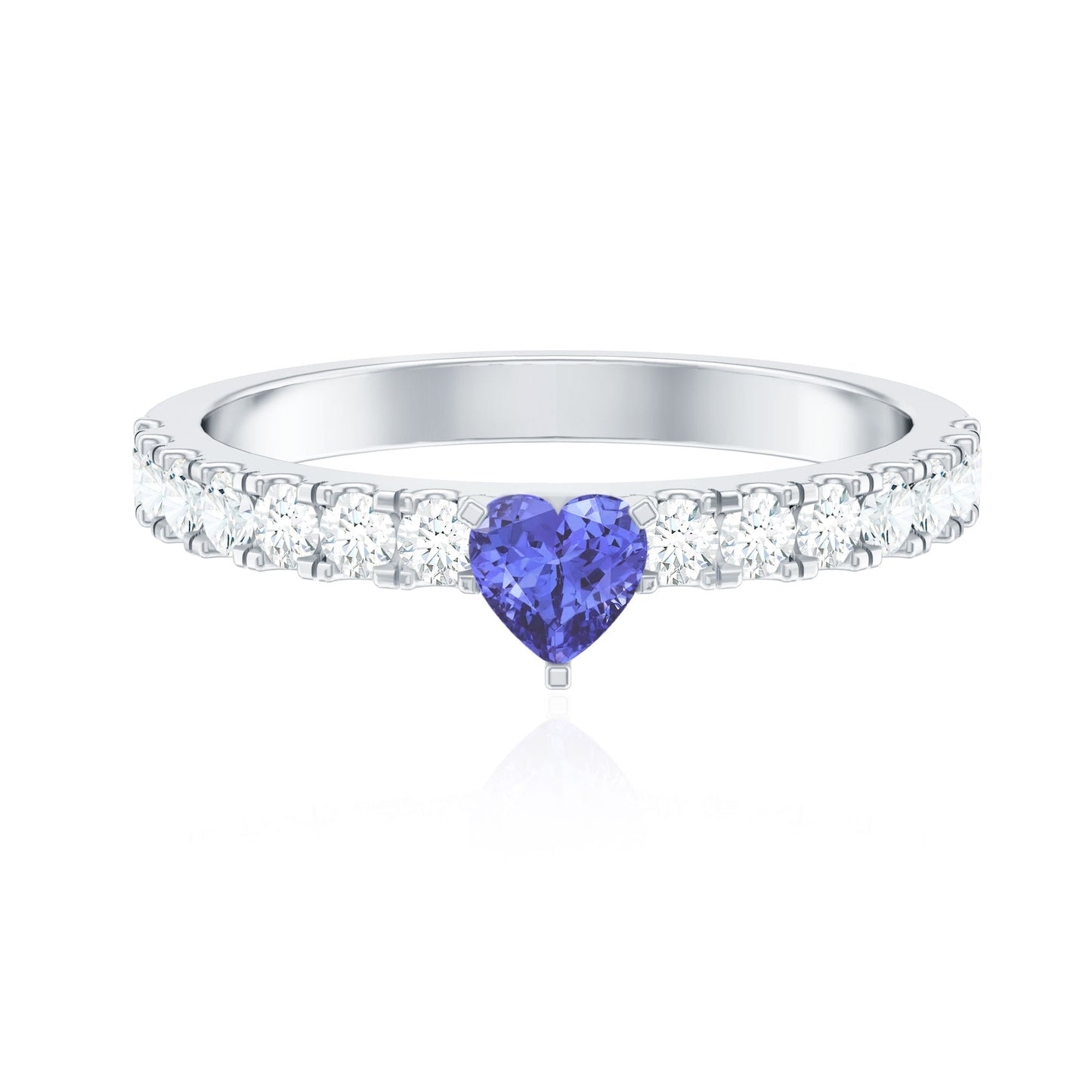 Natural Tanzanite Heart Proposal Ring with Diamond