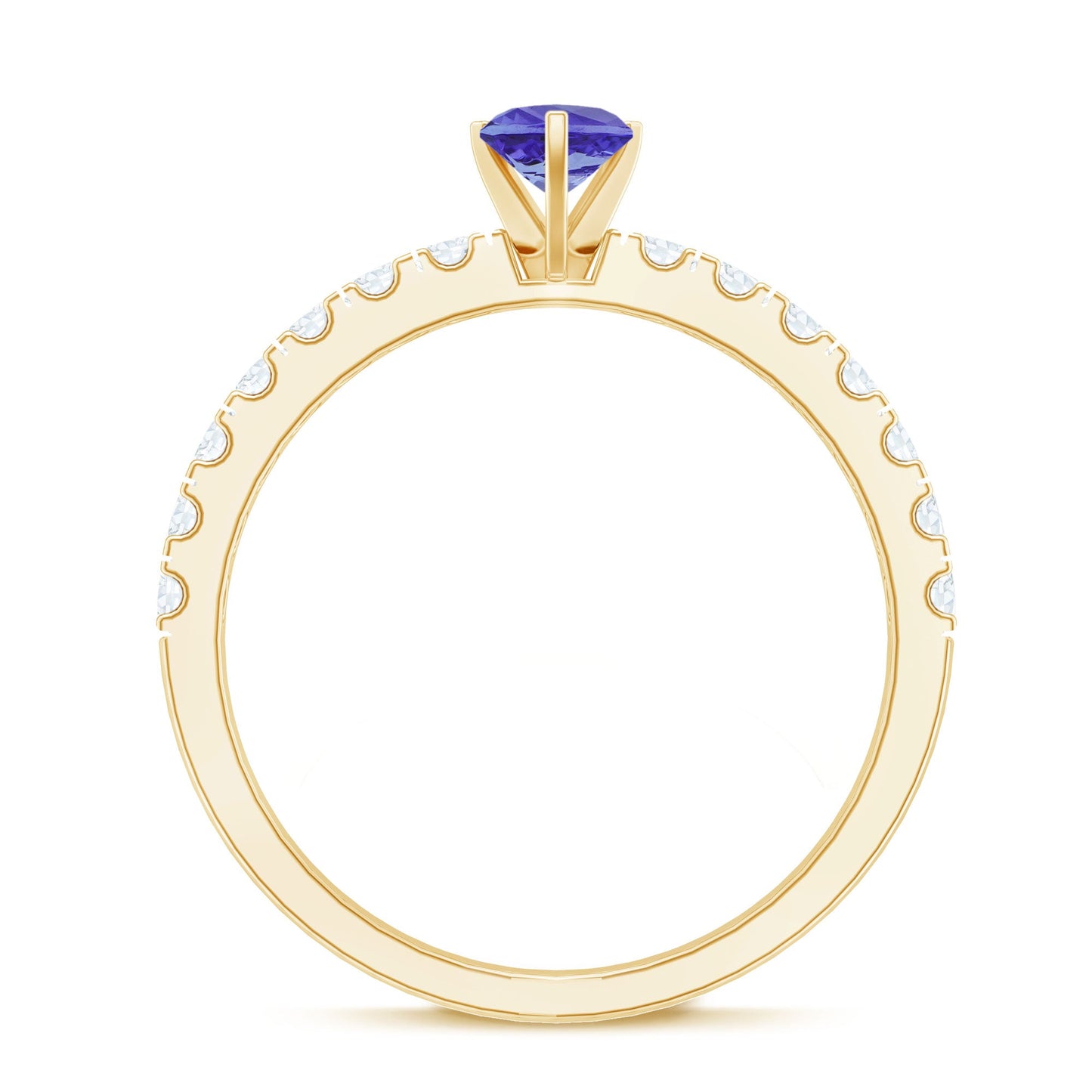 Natural Tanzanite Heart Proposal Ring with Diamond