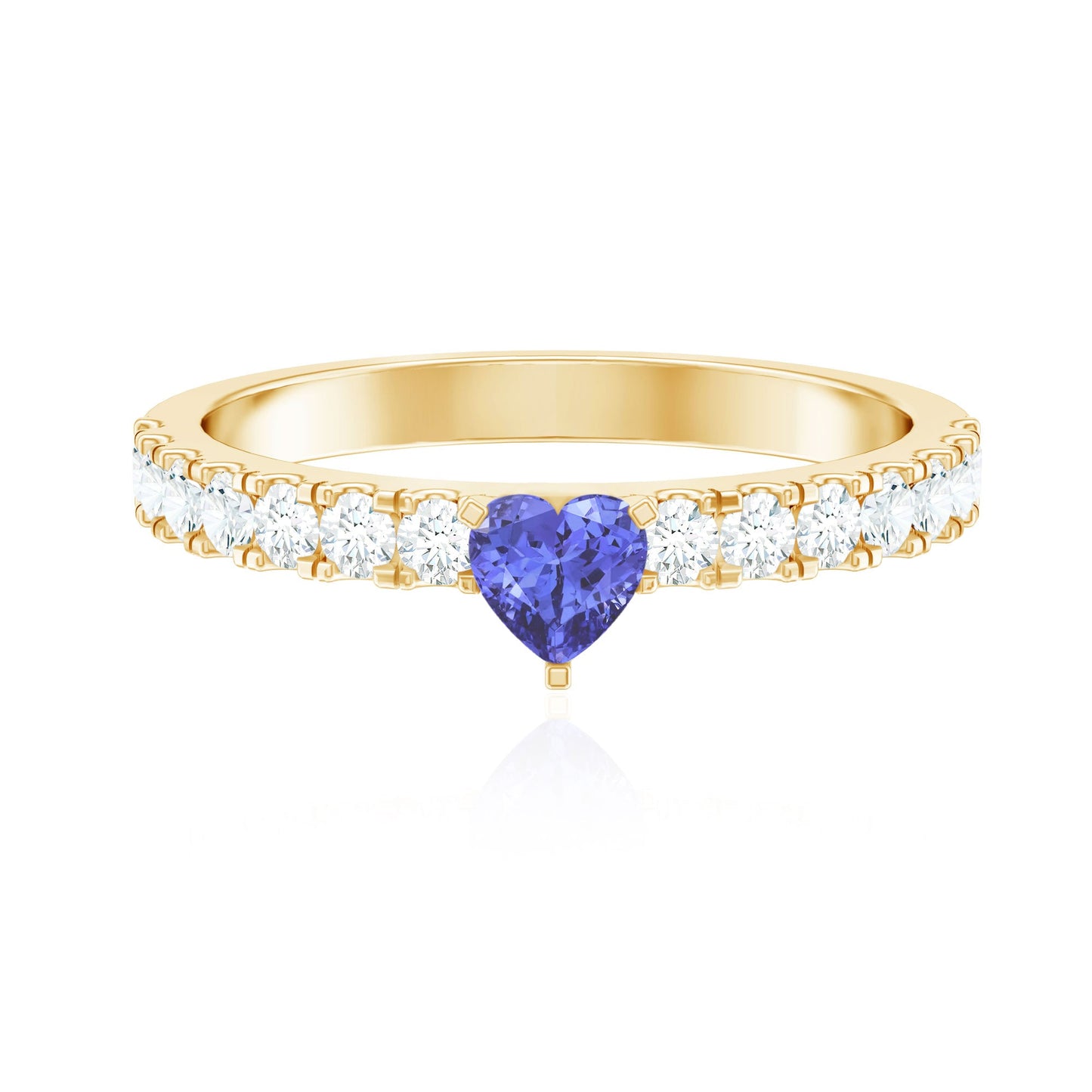 Natural Tanzanite Heart Proposal Ring with Diamond