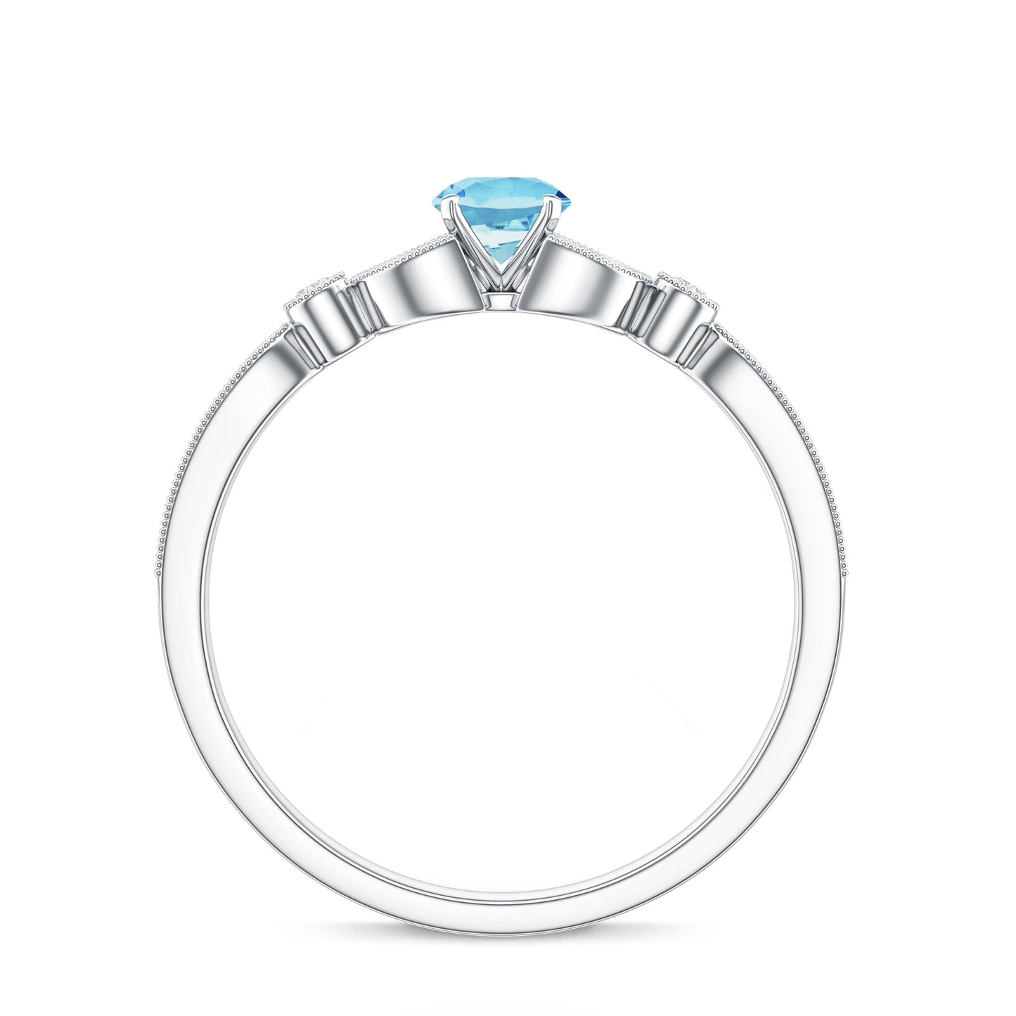 Natural Aquamarine Diamond Engagement Ring With Certificate