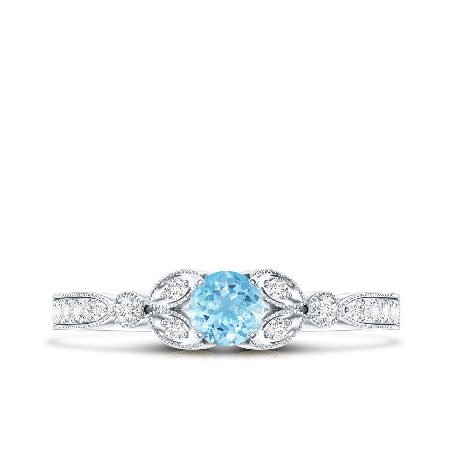 Natural Aquamarine Diamond Engagement Ring With Certificate