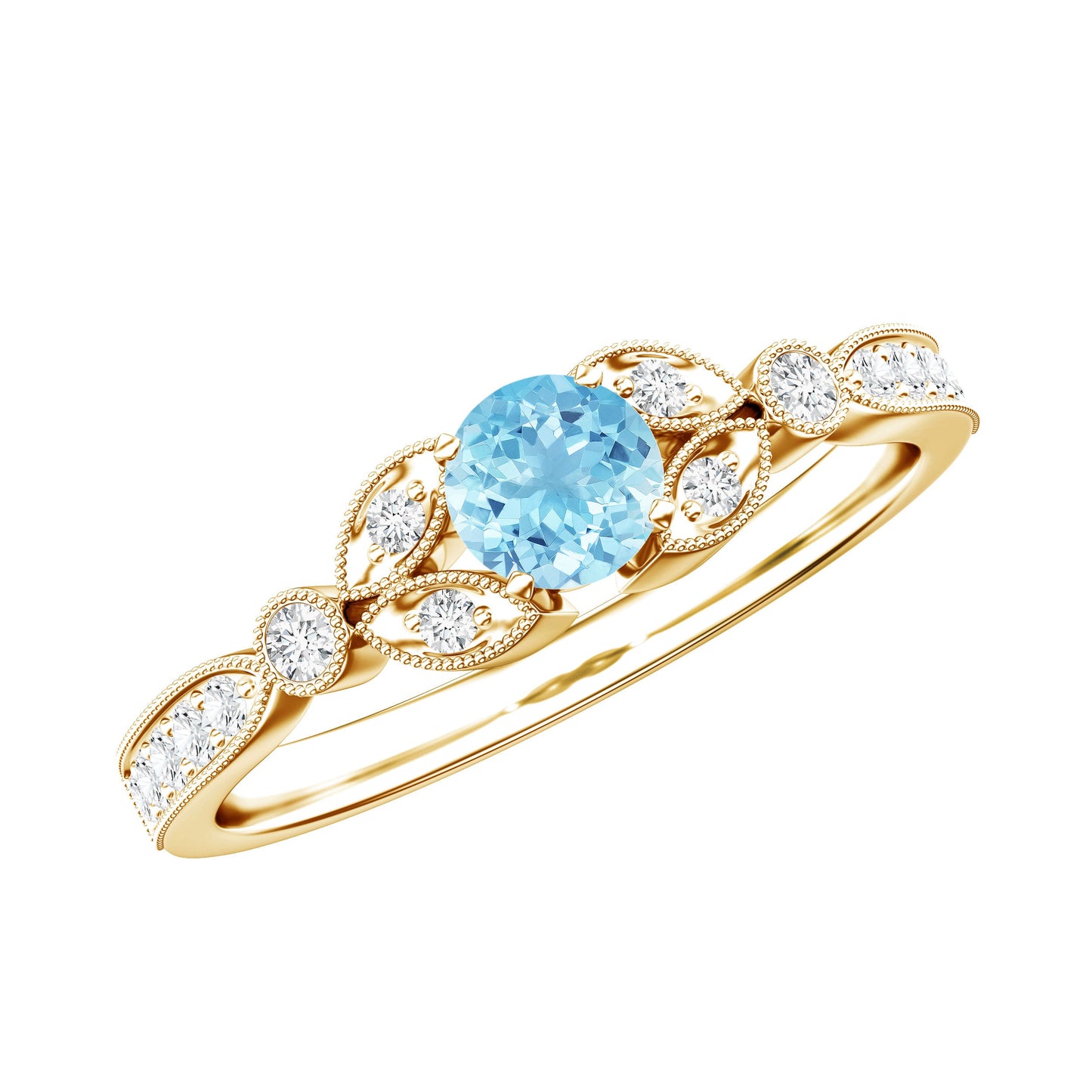 Natural Aquamarine Diamond Engagement Ring With Certificate