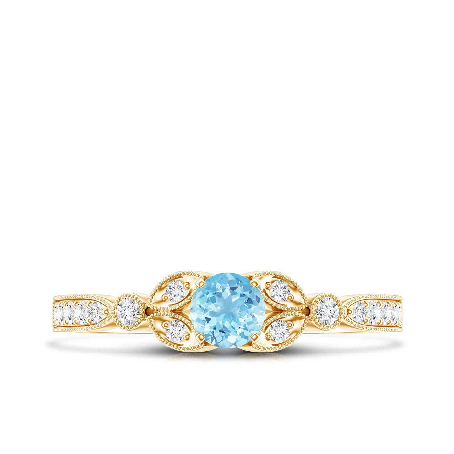 Natural Aquamarine Diamond Engagement Ring With Certificate