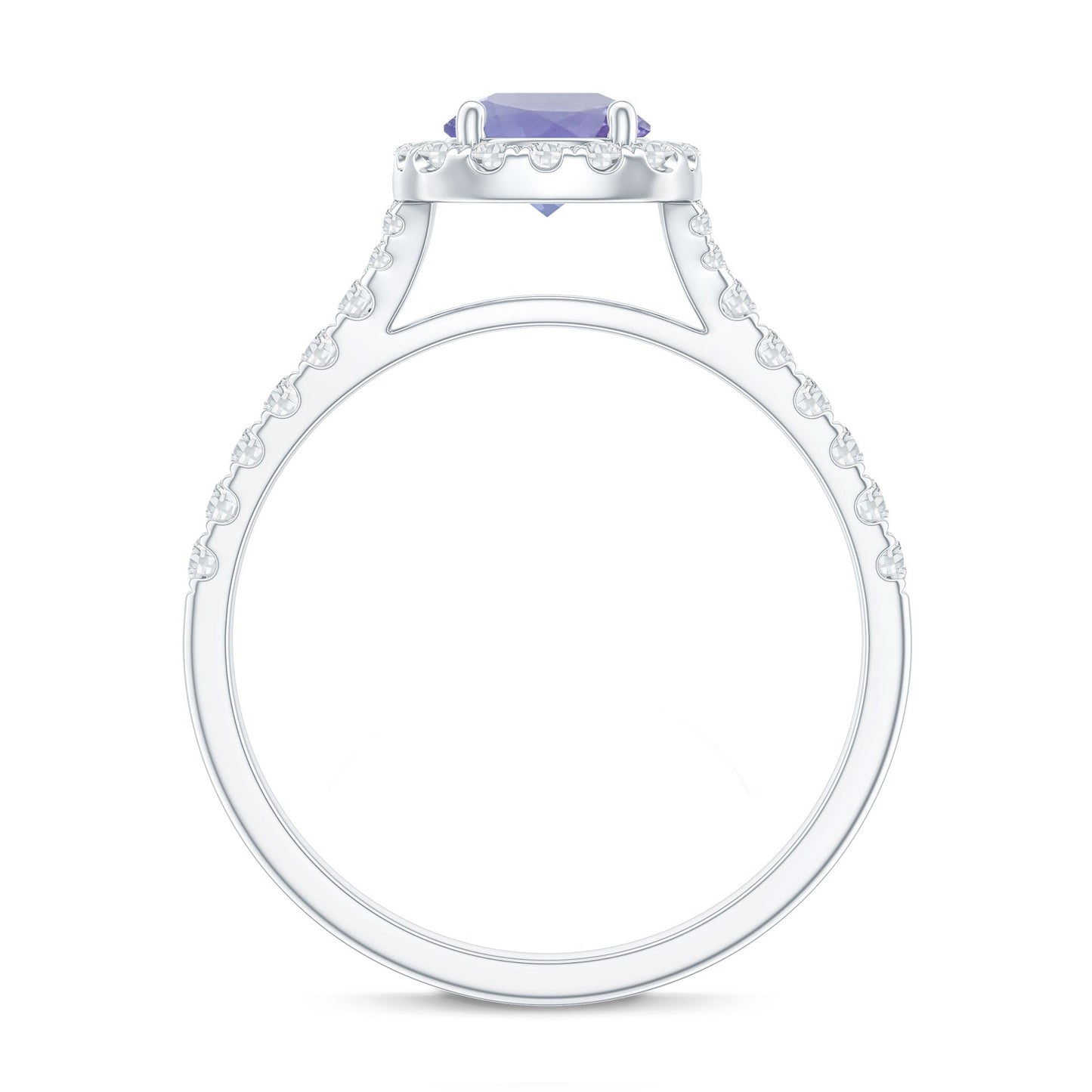 Genuine Tanzanite Halo Engagement Ring with Diamond