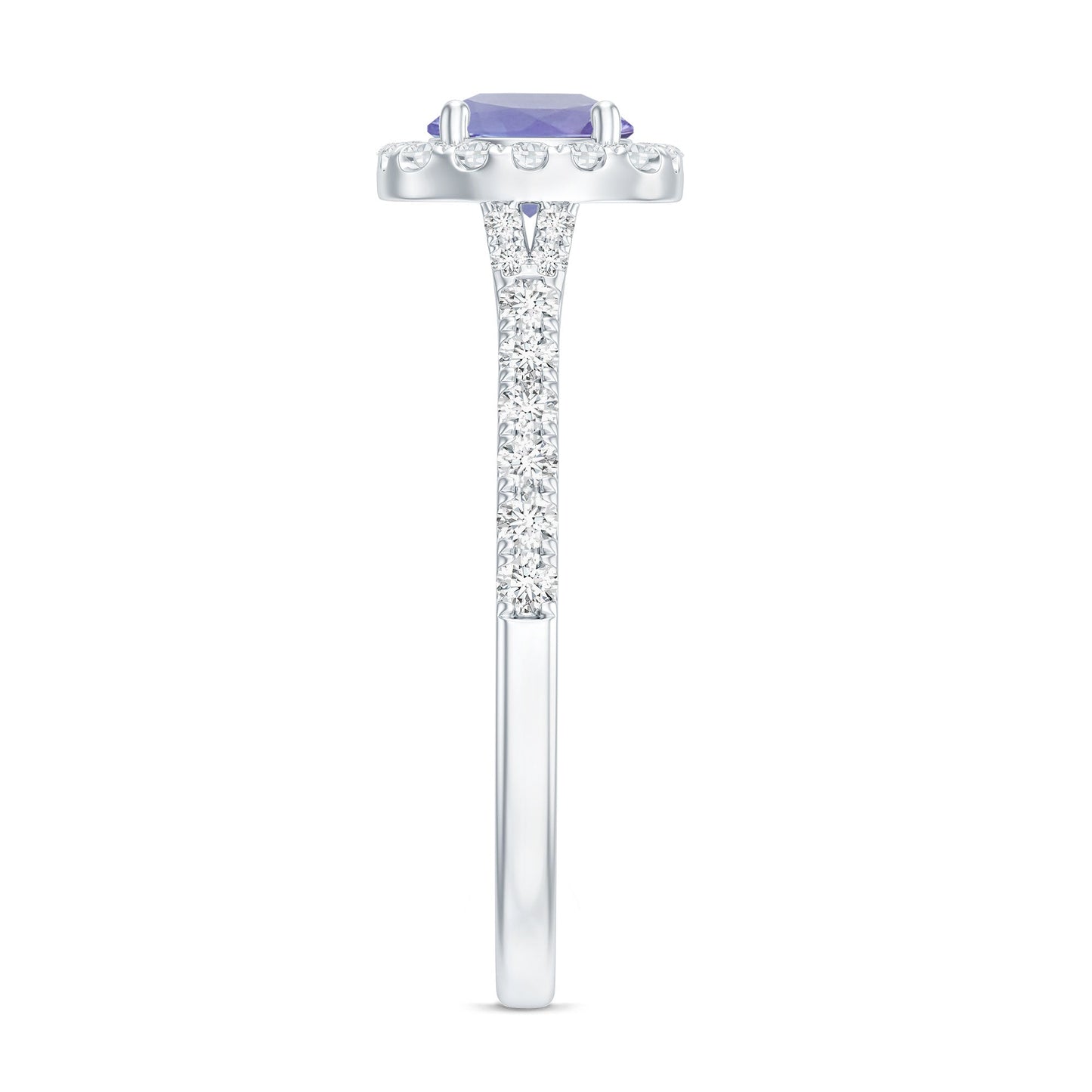 Genuine Tanzanite Halo Engagement Ring with Diamond