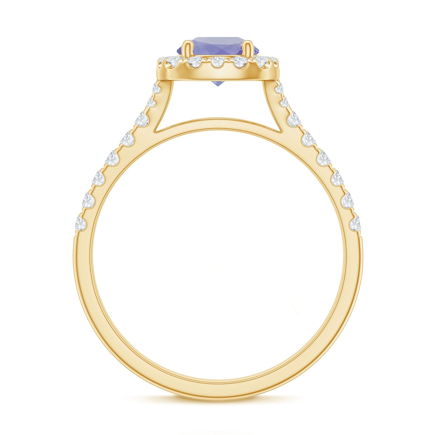 Genuine Tanzanite Halo Engagement Ring with Diamond
