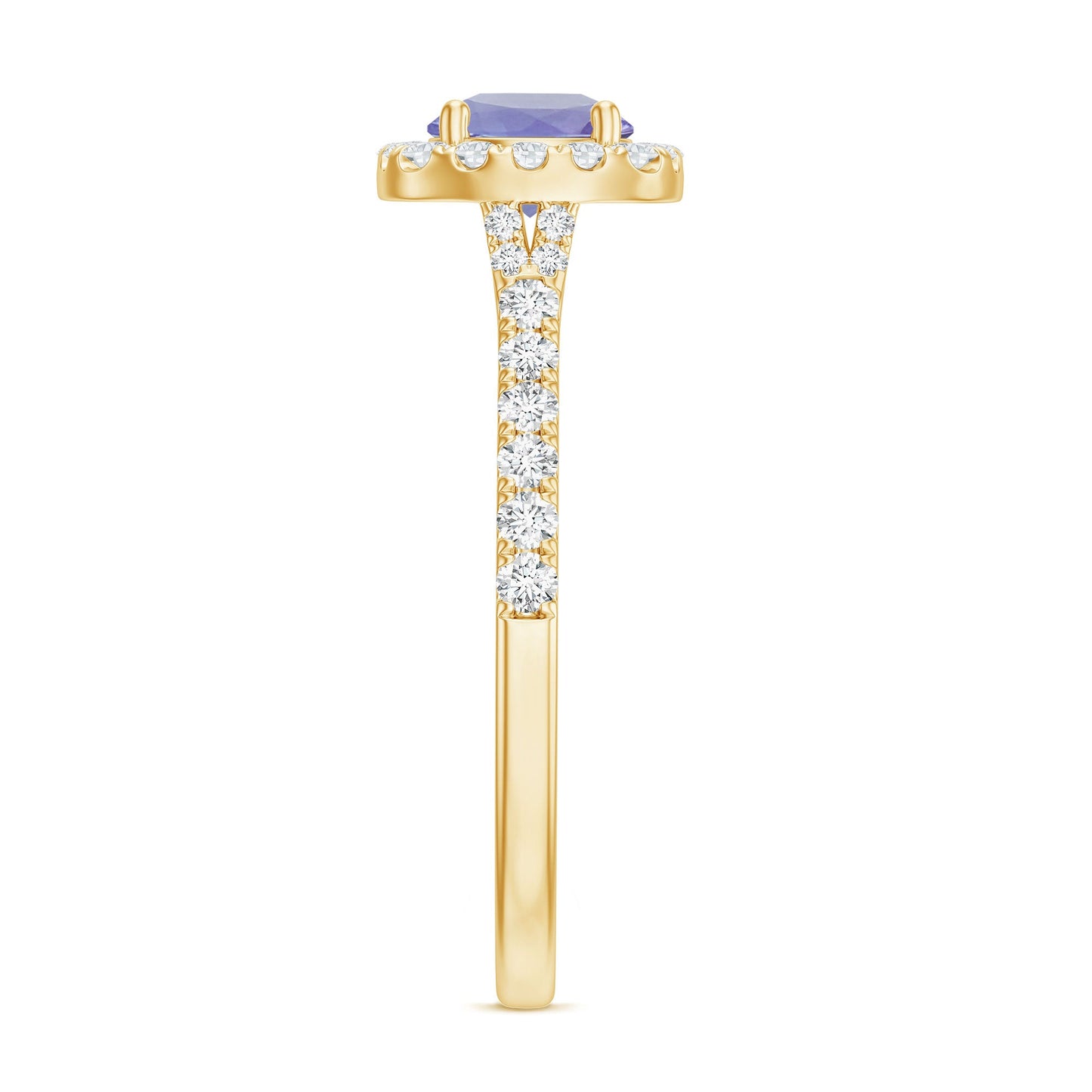 Genuine Tanzanite Halo Engagement Ring with Diamond