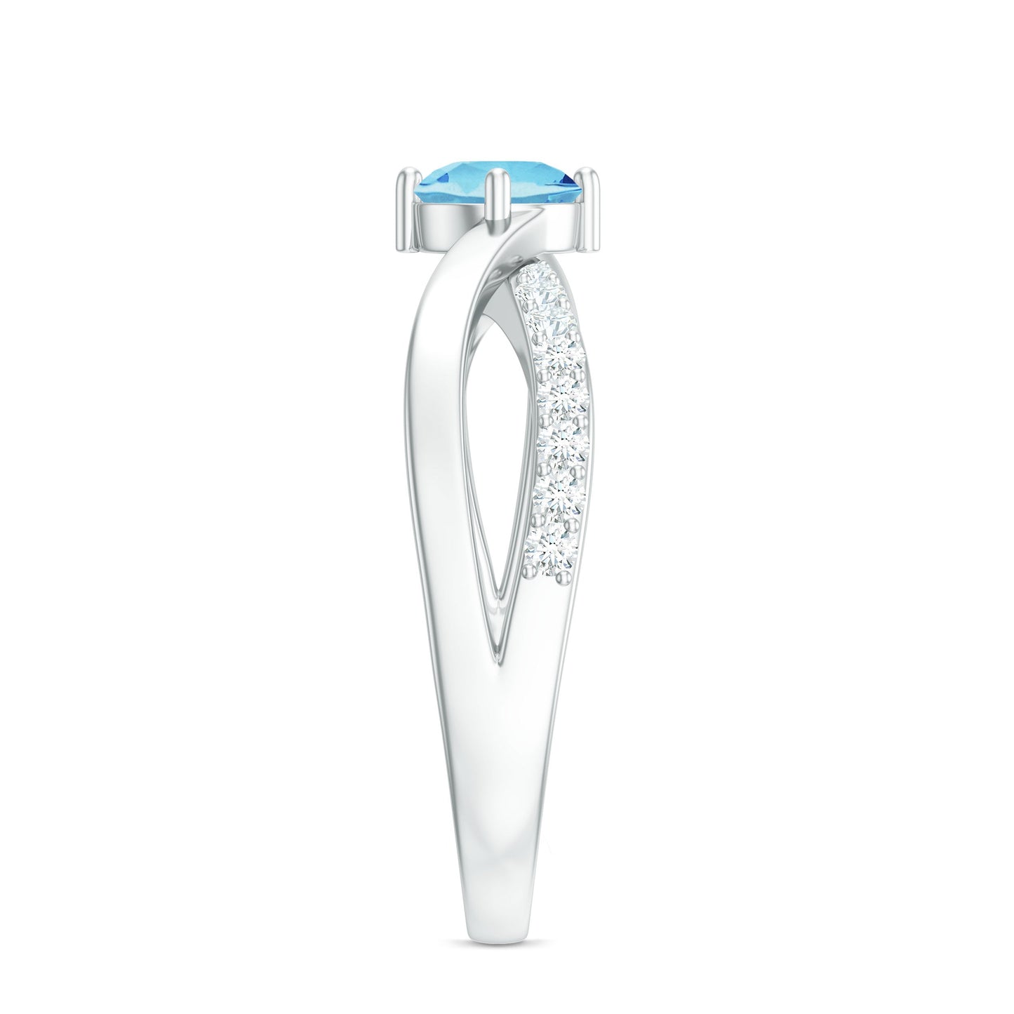 Genuine Aquamarine Engagement Ring with Diamond Infinity Shank