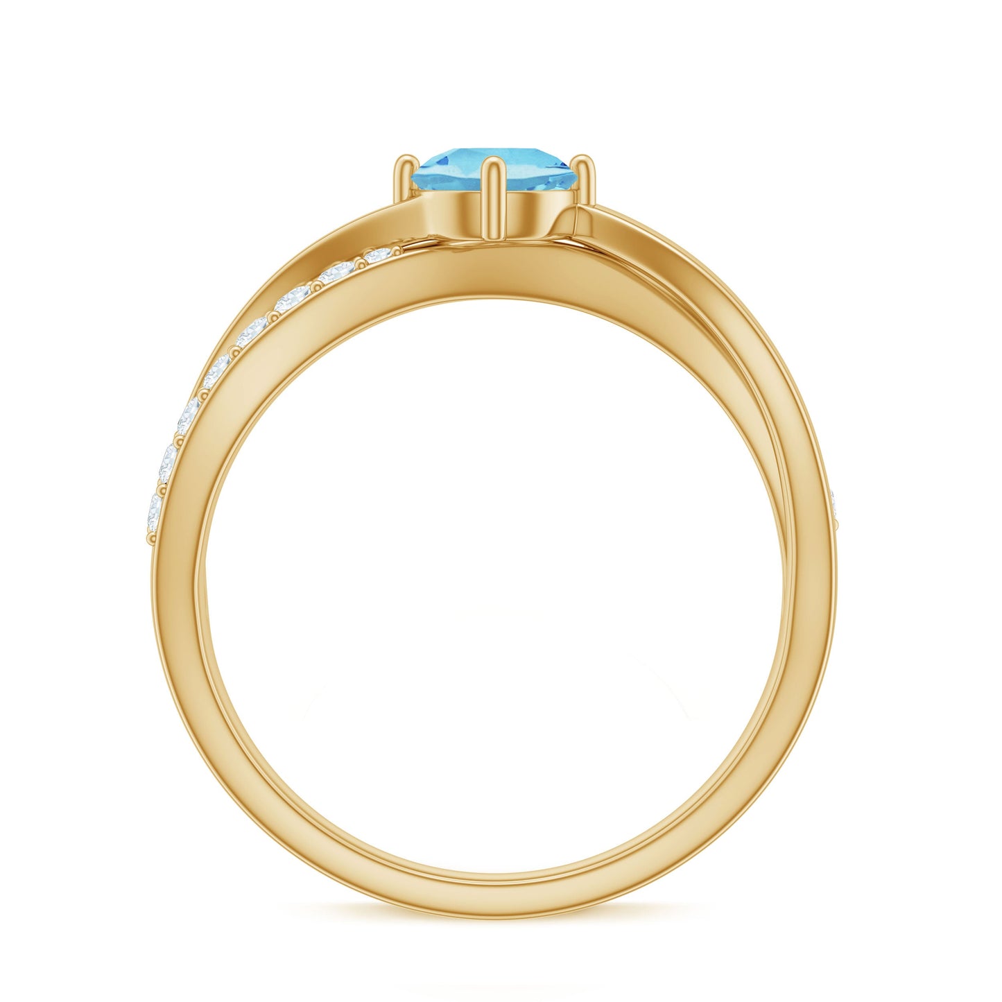 Genuine Aquamarine Engagement Ring with Diamond Infinity Shank