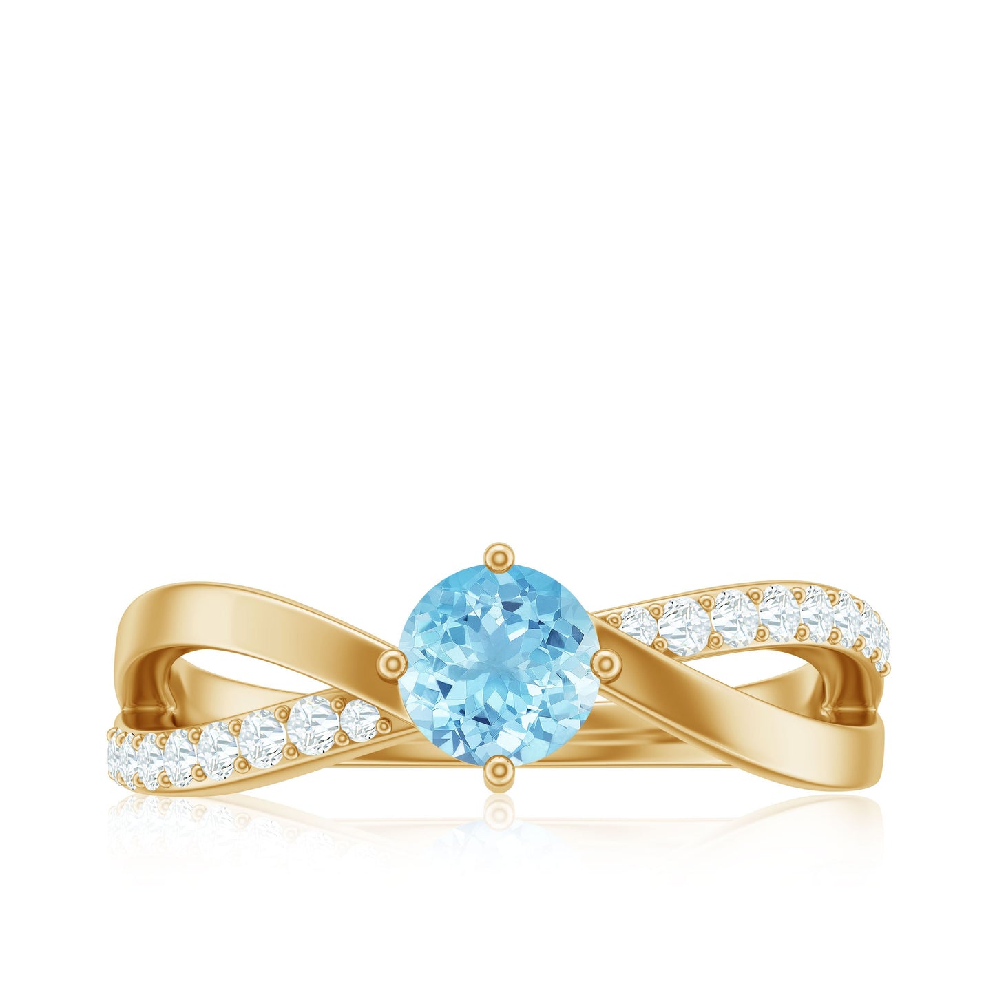 Genuine Aquamarine Engagement Ring with Diamond Infinity Shank