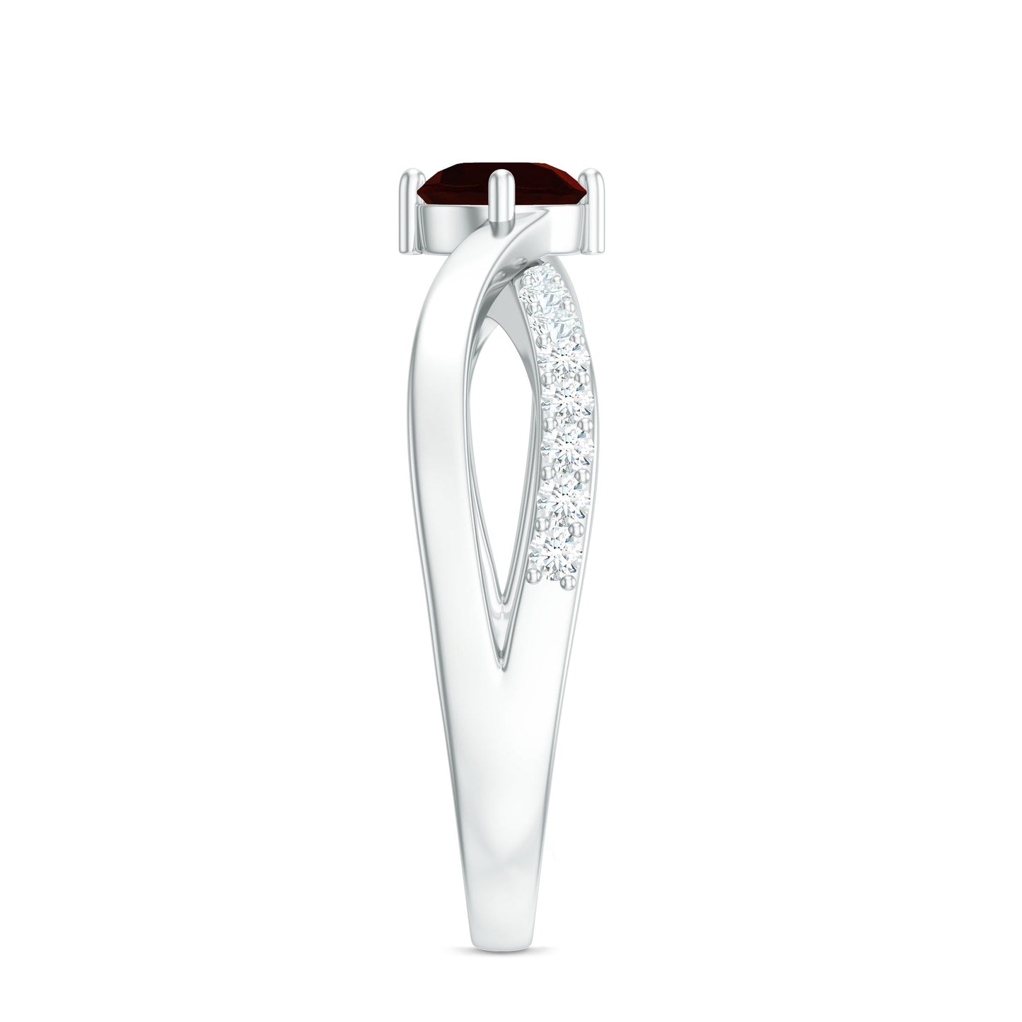 Natural Garnet Engagement Ring with Diamond Infinity Shank