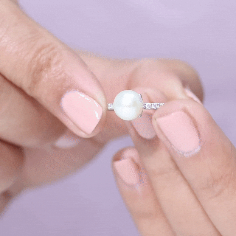 7.4 Carat Freshwater Pearl Solitaire Engagement Ring with Diamond