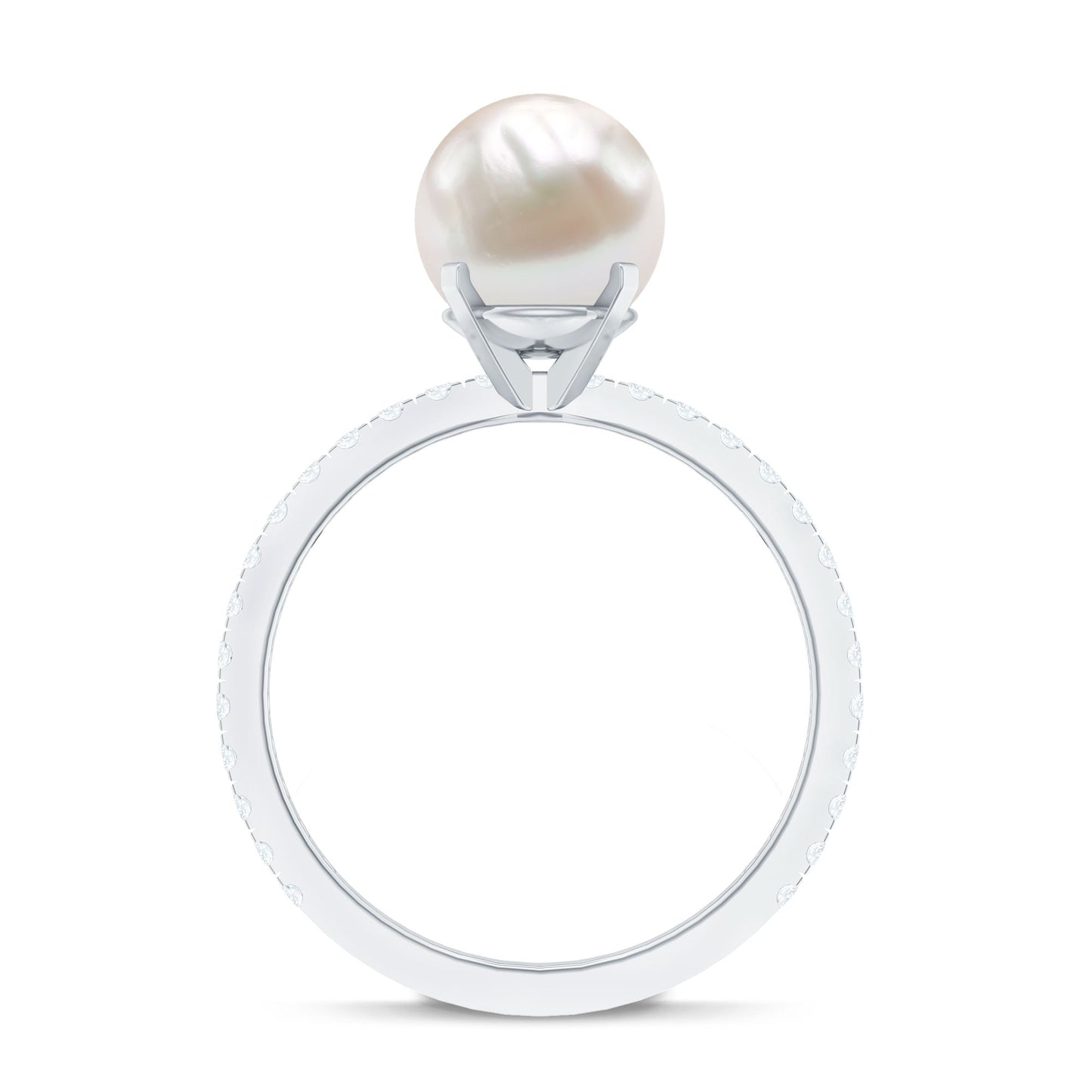 7.4 Carat Freshwater Pearl Solitaire Engagement Ring with Diamond