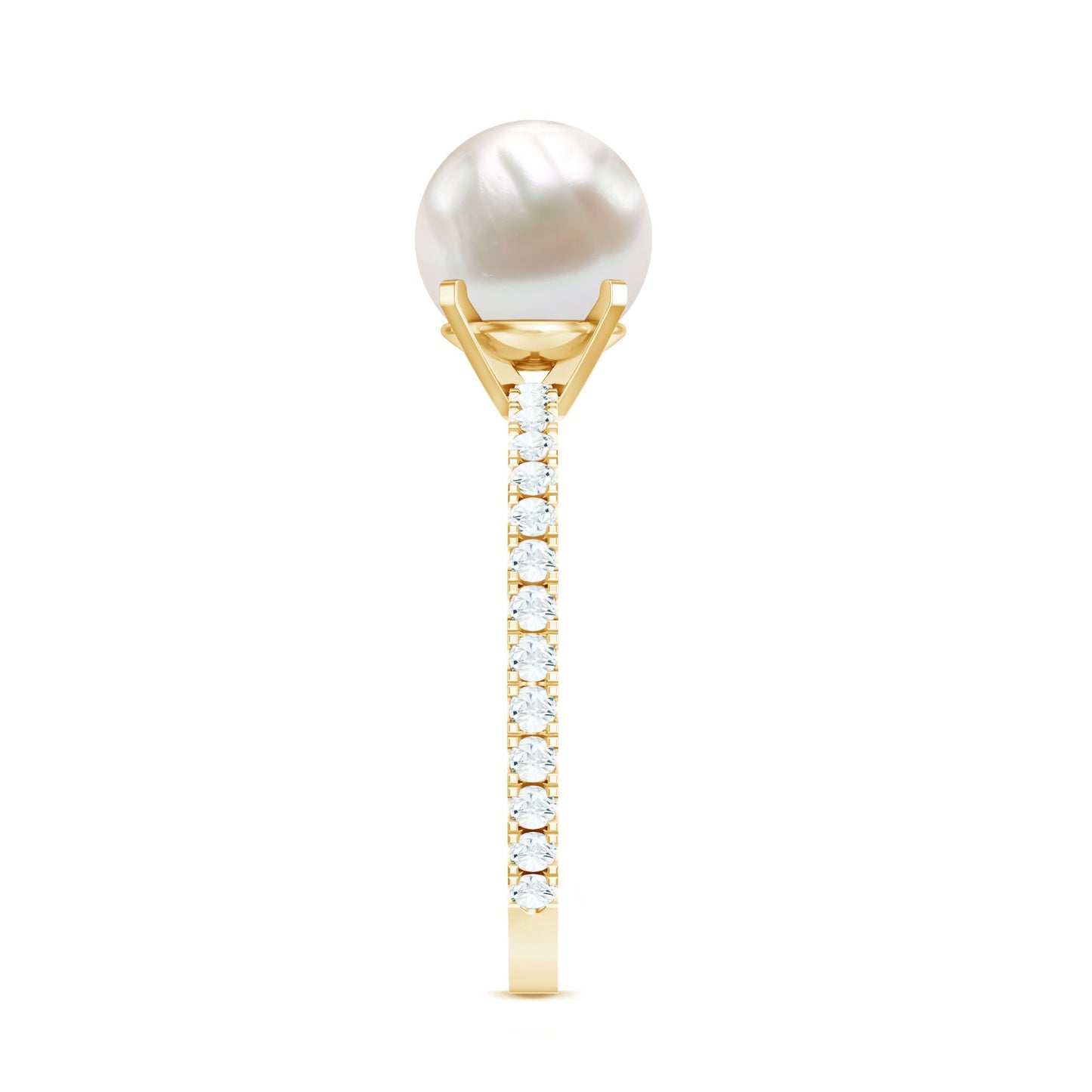 7.4 Carat Freshwater Pearl Solitaire Engagement Ring with Diamond