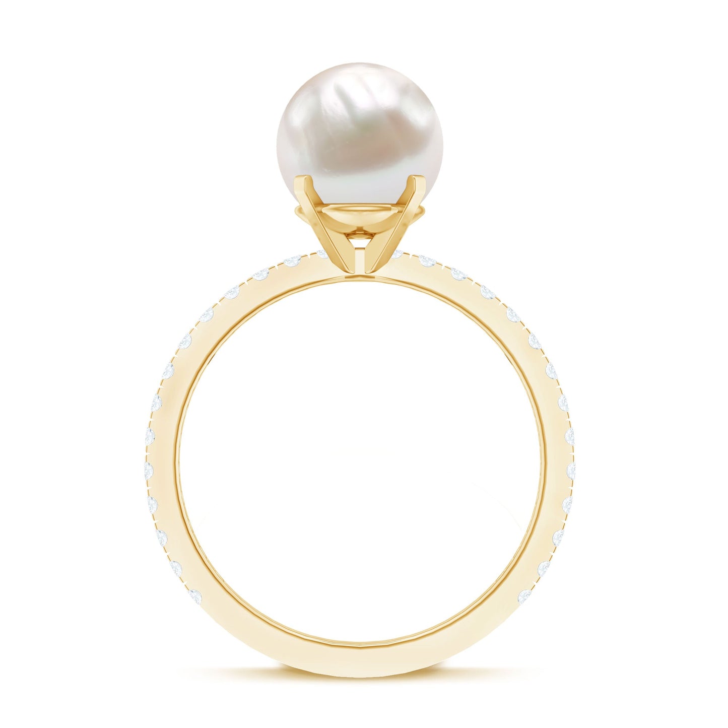 7.4 Carat Freshwater Pearl Solitaire Engagement Ring with Diamond